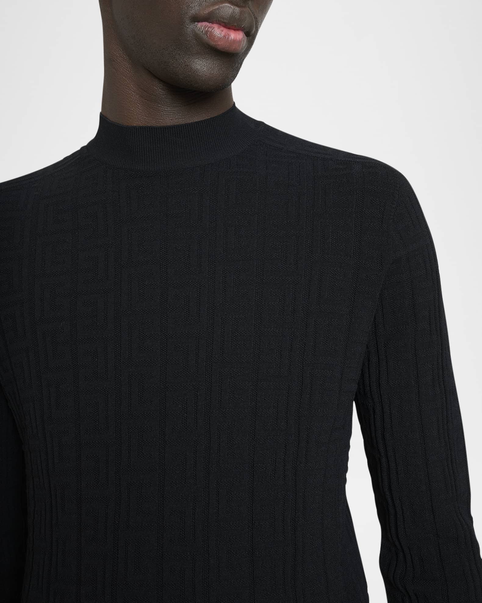 Balmain Men's Monogram Knit Mock Neck Sweater | Neiman Marcus