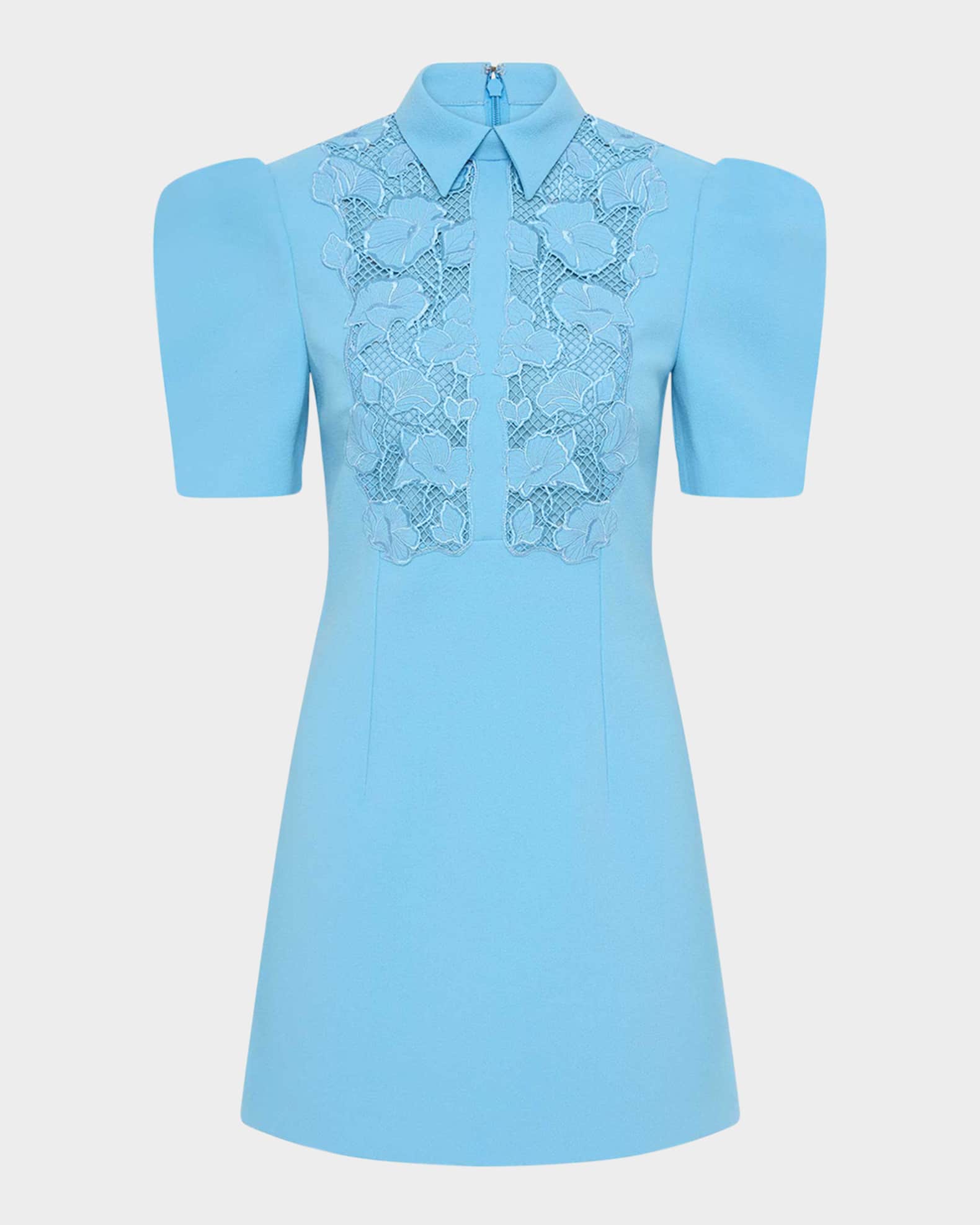 Skye Puff-Sleeve Embroidered Lace Mini Dress 0