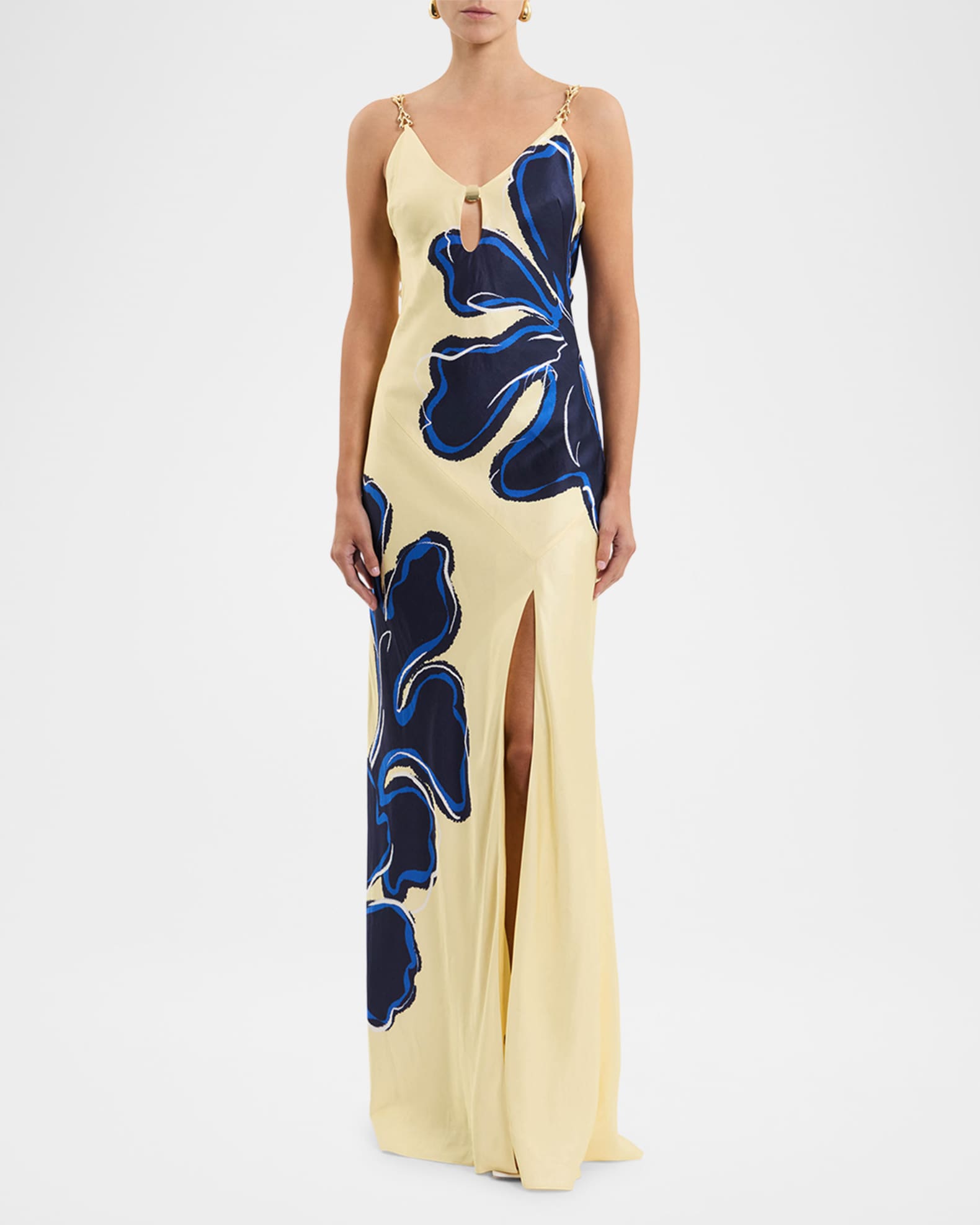 Indigo Bloom Chain-Embellished Maxi Dress 1