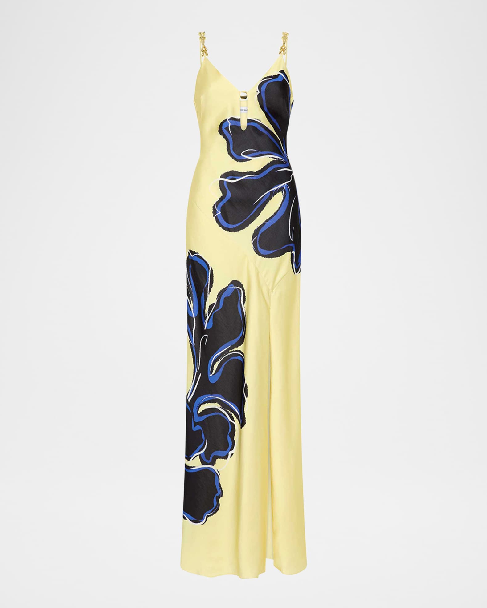 Indigo Bloom Chain-Embellished Maxi Dress 0