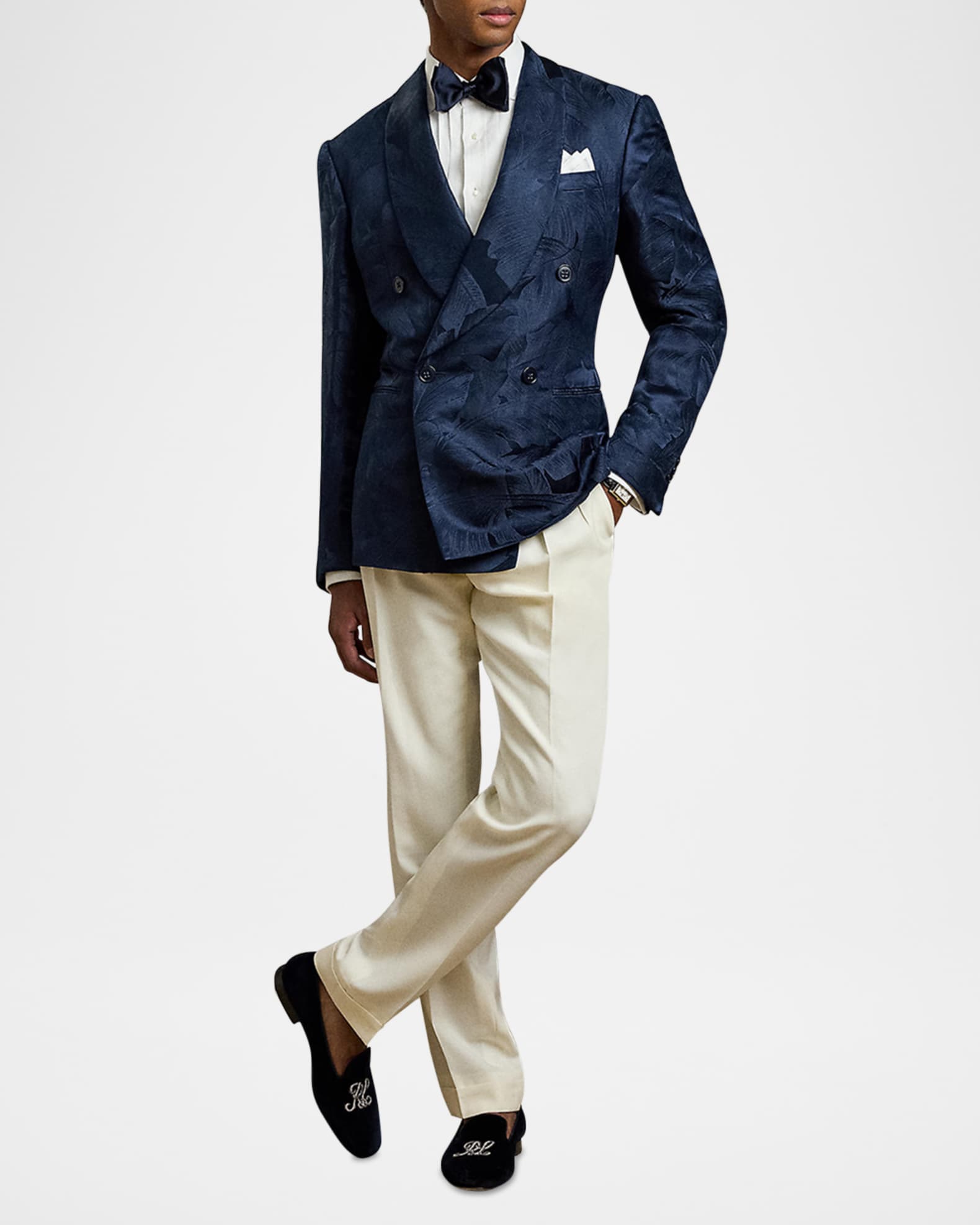 Men's NM X RL French Cuff Linen Tuxedo Shirt 1