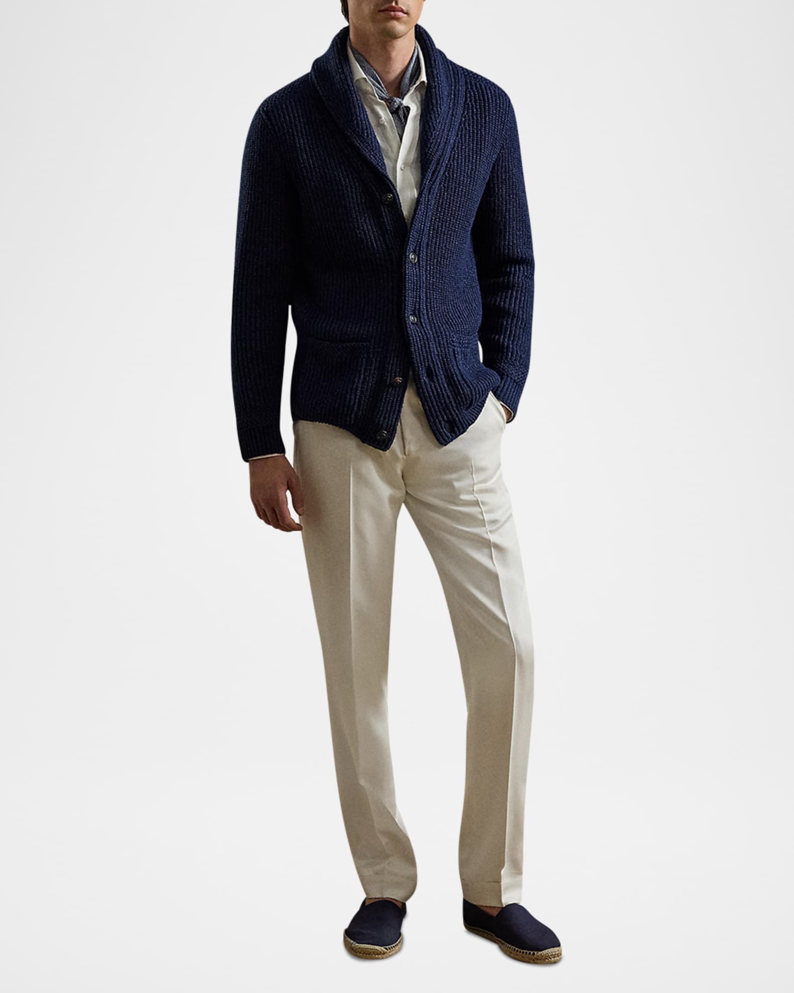 Men's NM X RL Shawl-Collar Textured Cardigan 1