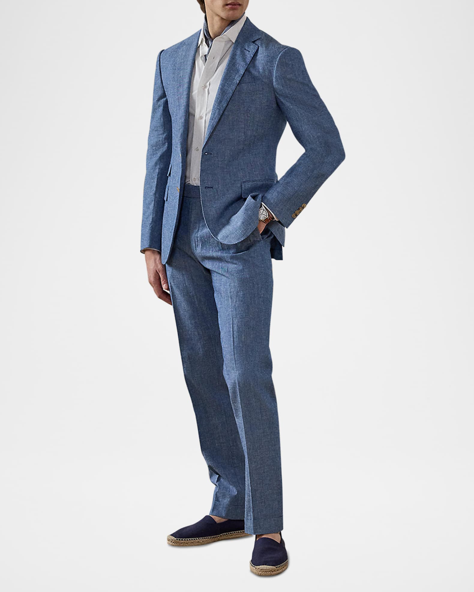 Men's NM X RL Kent Chambray Handmade Suit Jacket 1