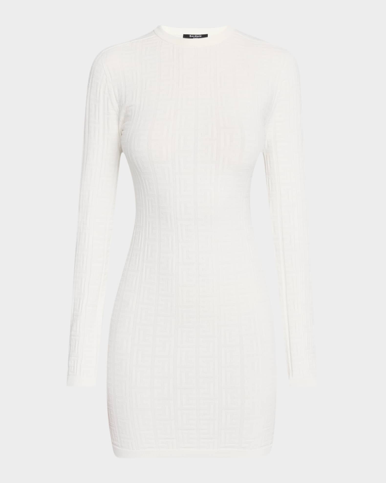 Monogram Long-Sleeve Knit Bodycon Dress 0