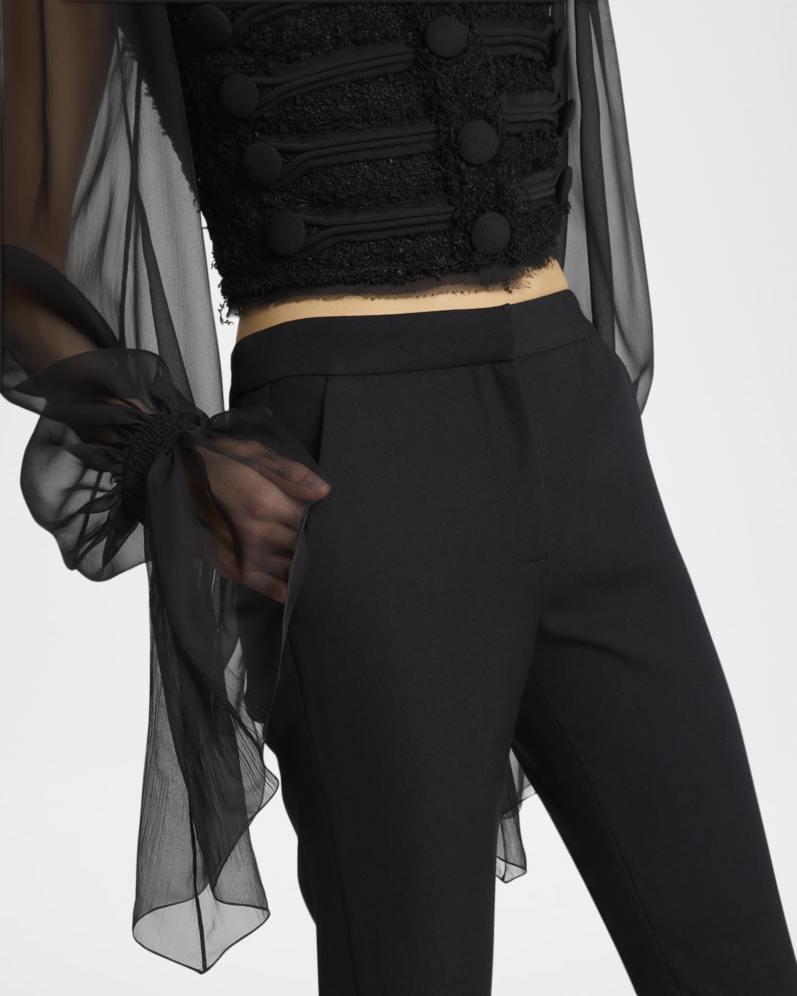 【関税＆送料込み】Balmain Zipped Satin Slim Pants Clothing Balmain Zipped Slim Wool-Satin Pants | Neiman Marcus