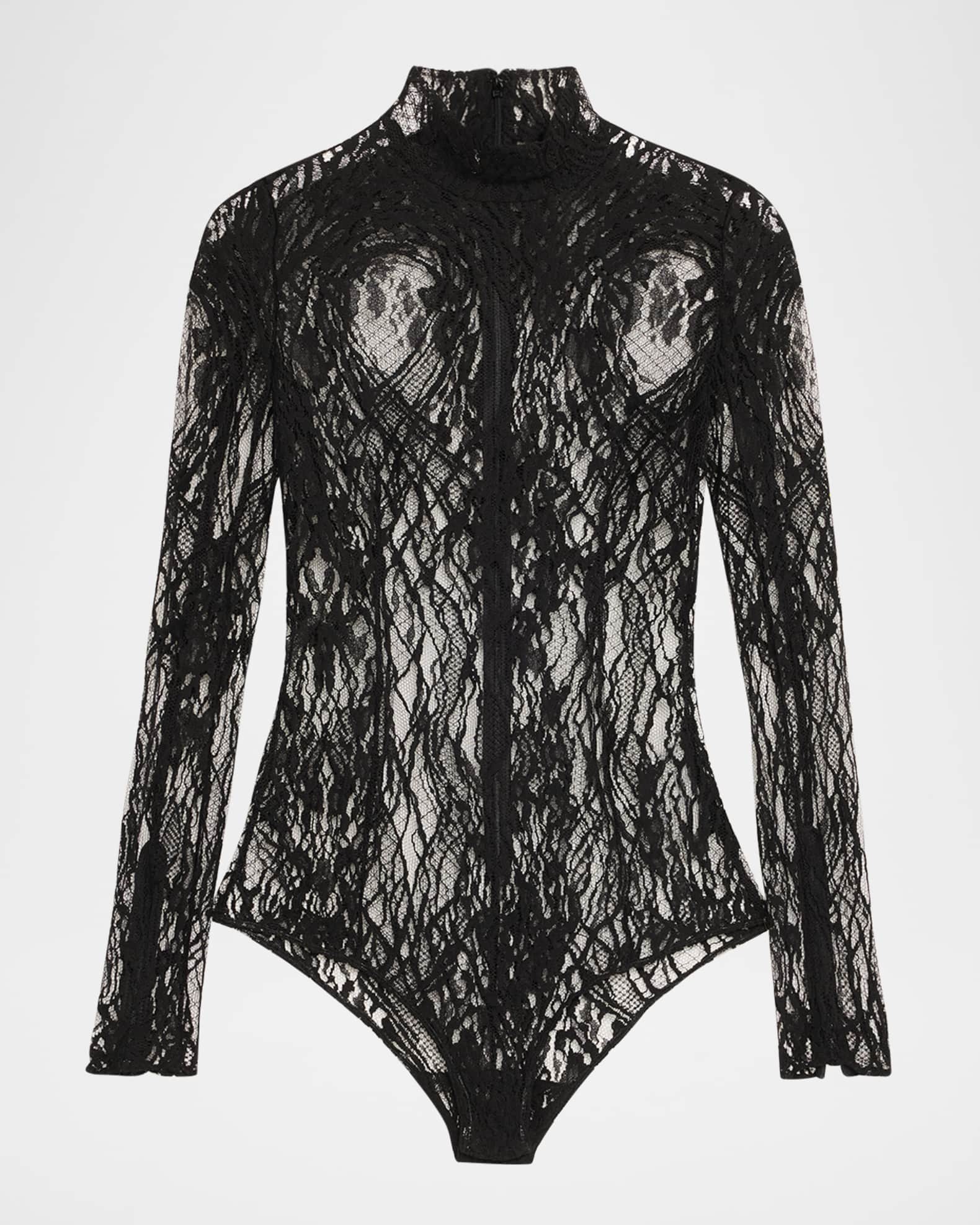 Turtleneck Lace Long-Sleeve Bodysuit 0