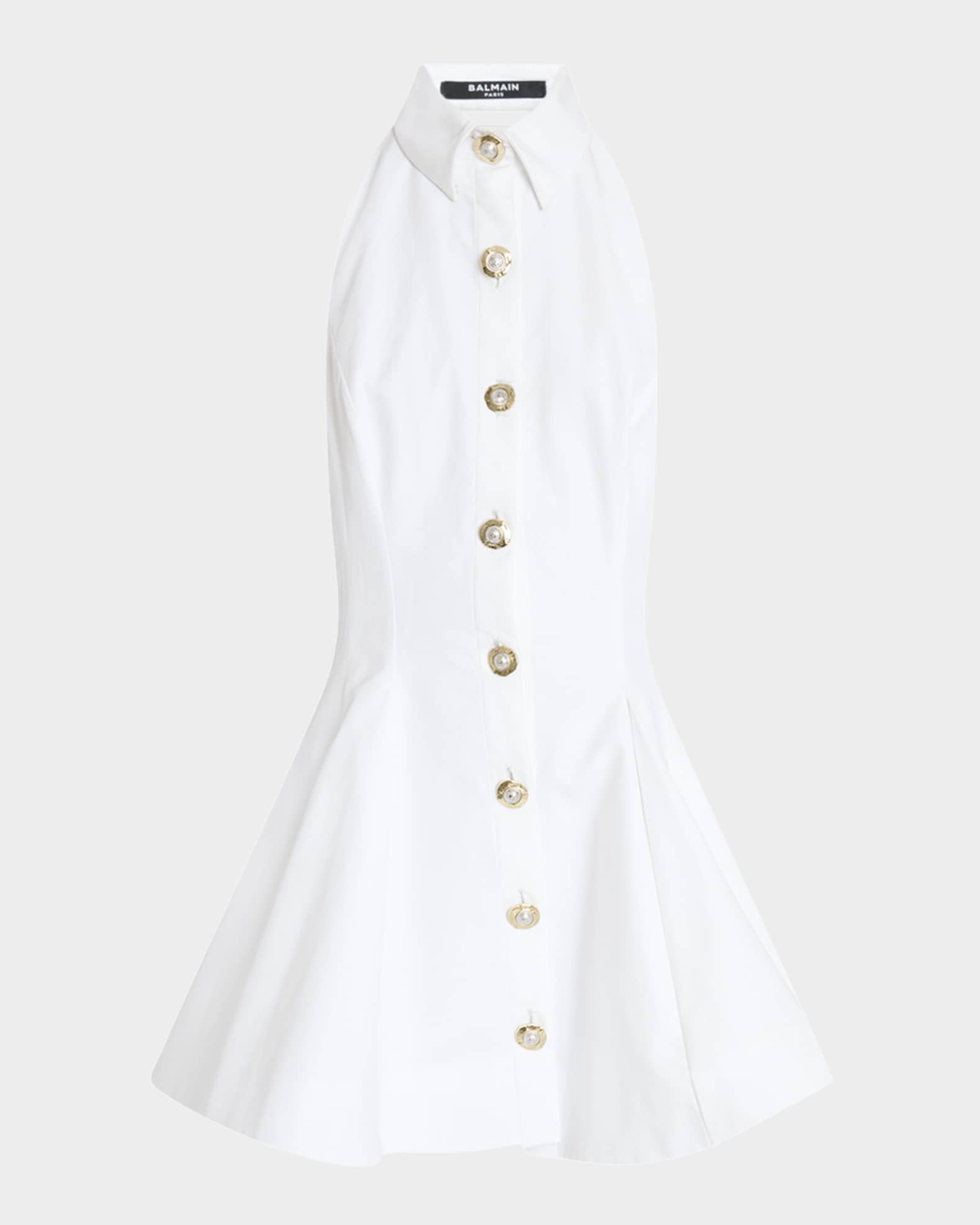 Halter Popeline Fit-&-Flare Mini Shirtdress 0