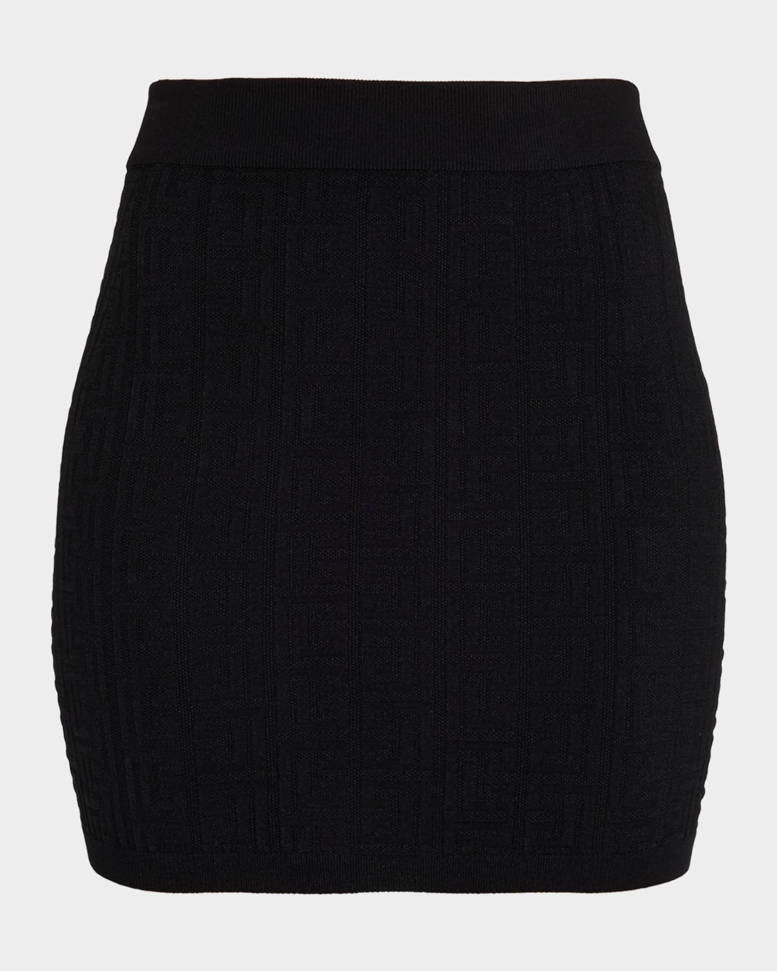 Monogram Knit Mini Pencil Skirt 0