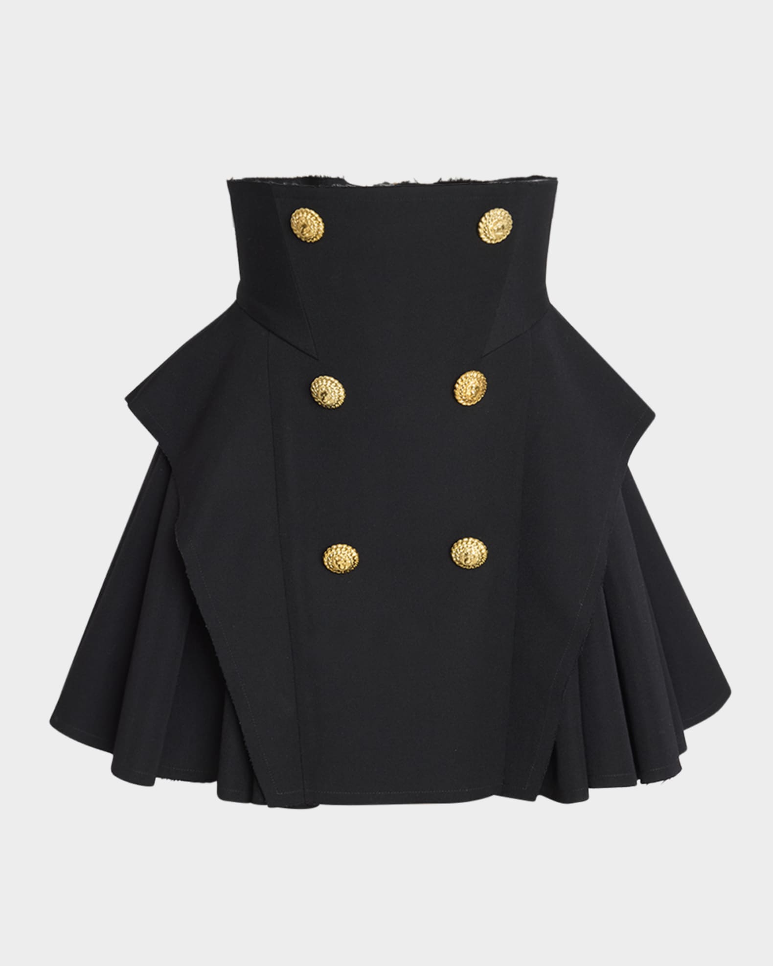 6-Button Structured Flare Mini Skirt 0