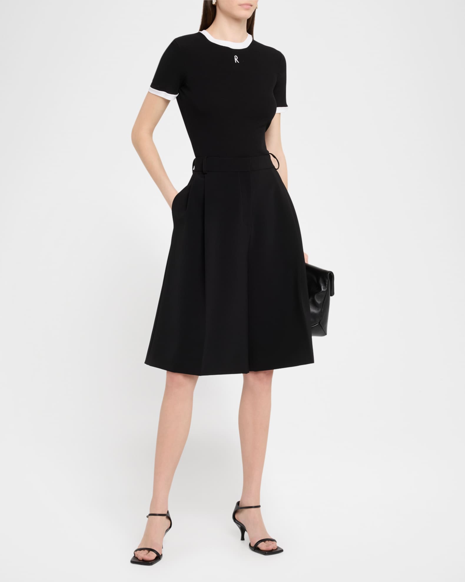 Pleated Tech Cady Wide-Leg Bermuda Shorts 1