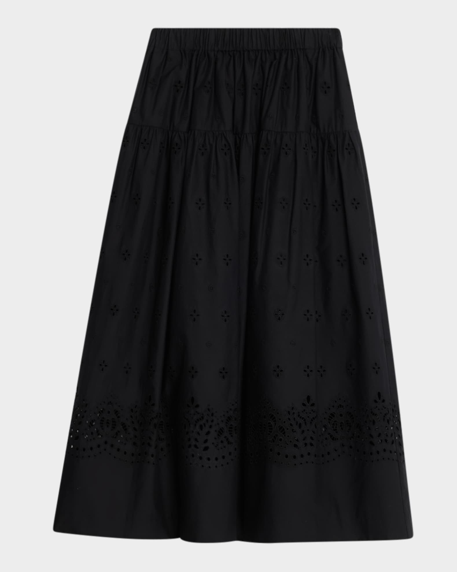 Jay Eyelet Midi Skirt 0