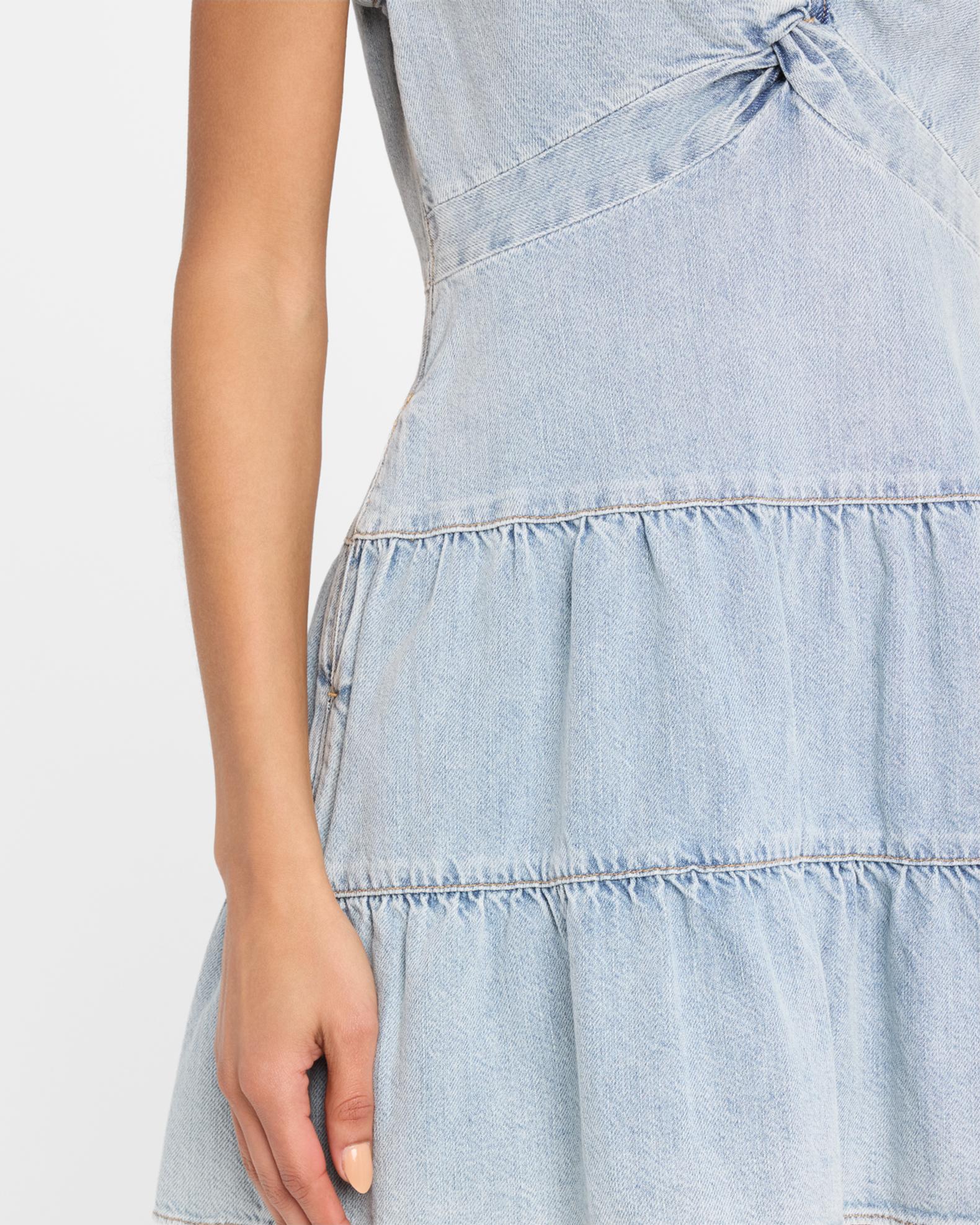mila denim mini dress Abercrombie & Fitch The A&F Mila High-Neck Denim Mini Dress