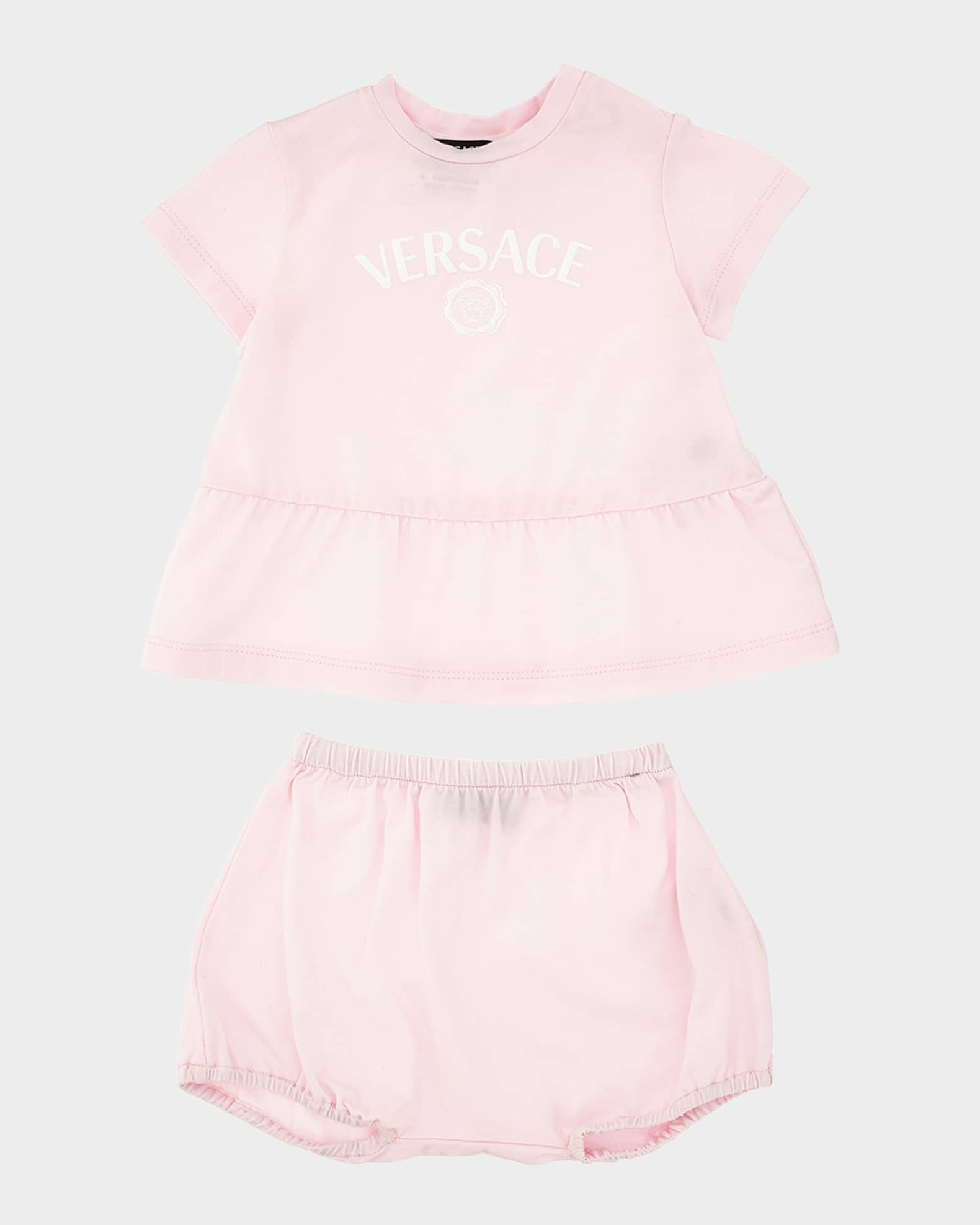 Girl's Cotton Jersey Logo-Print Dress with Bloomers, Size 3M-18M 0