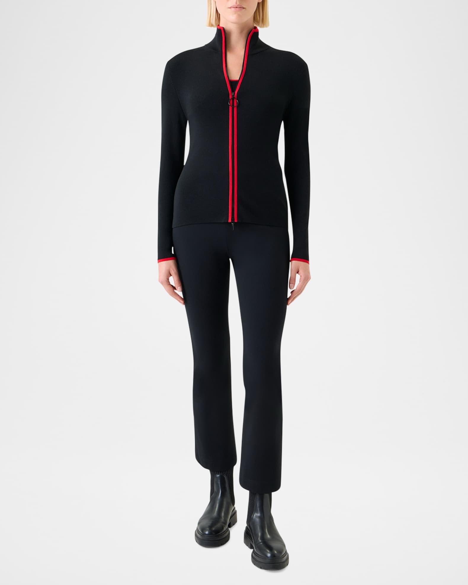Contrast Piping Zip Cardigan 1