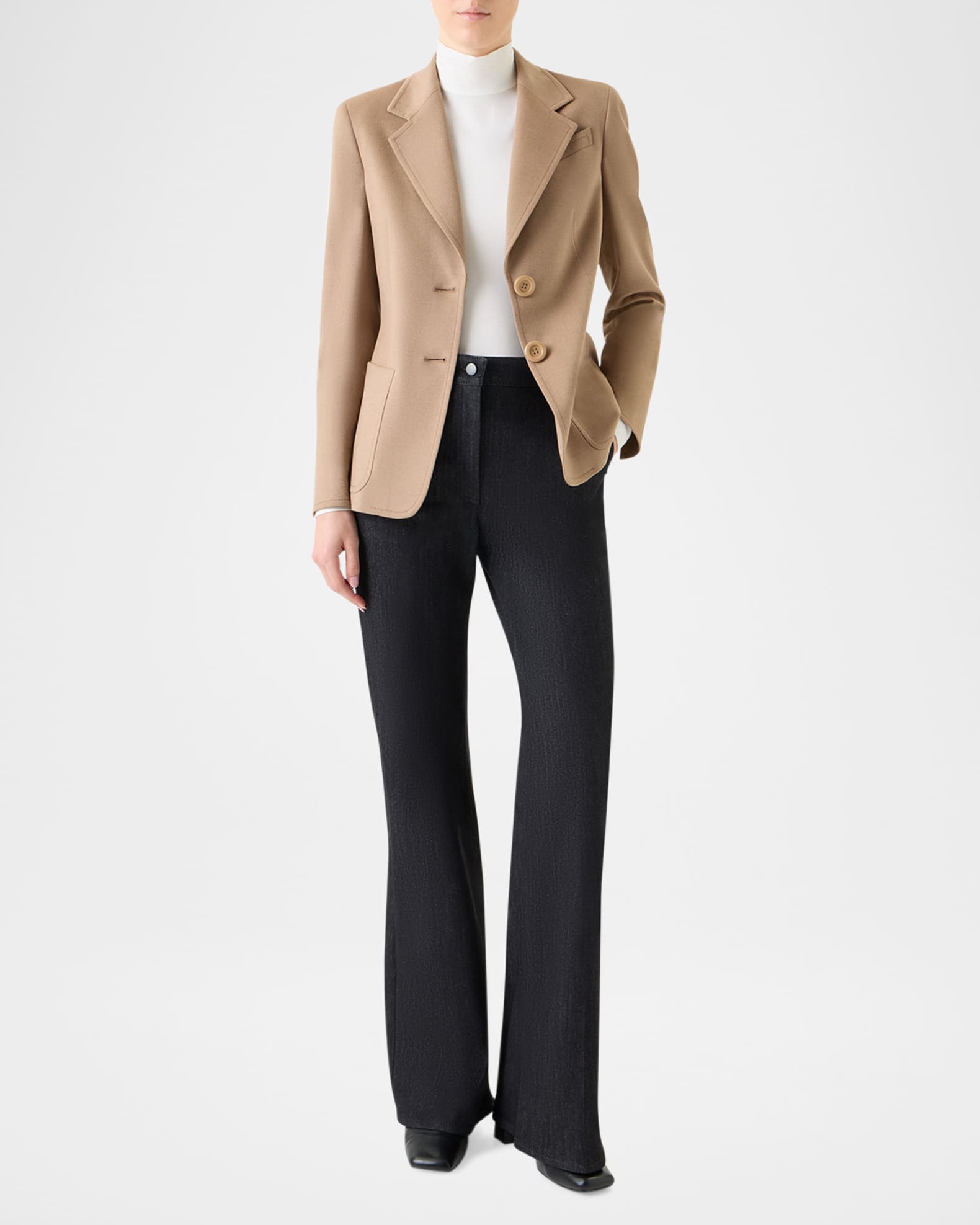 Cashmere-Wool Single-Breasted Blazer Jacket 1