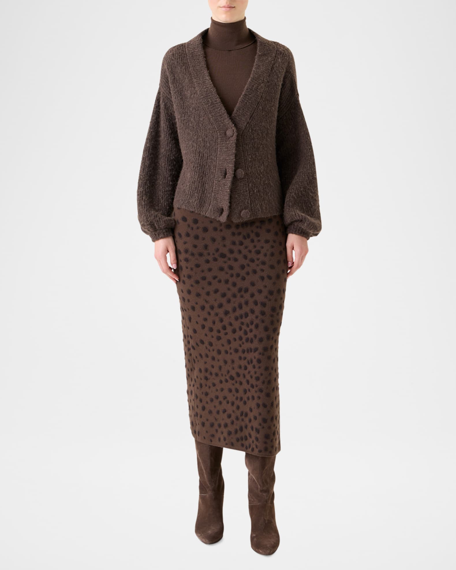Alpaca Knit V-Neck Cardigan 1