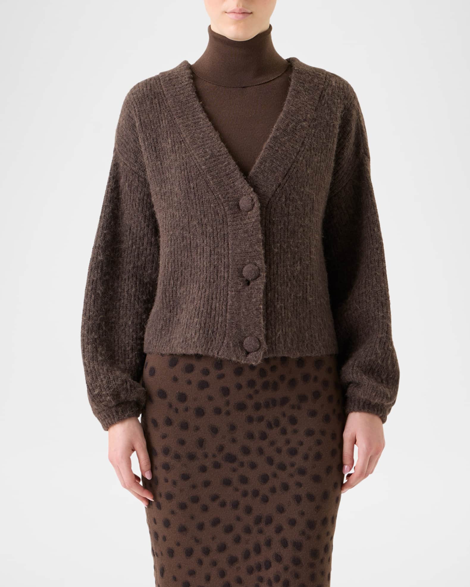 Akris punto Alpaca Knit V-Neck Cardigan | Neiman Marcus