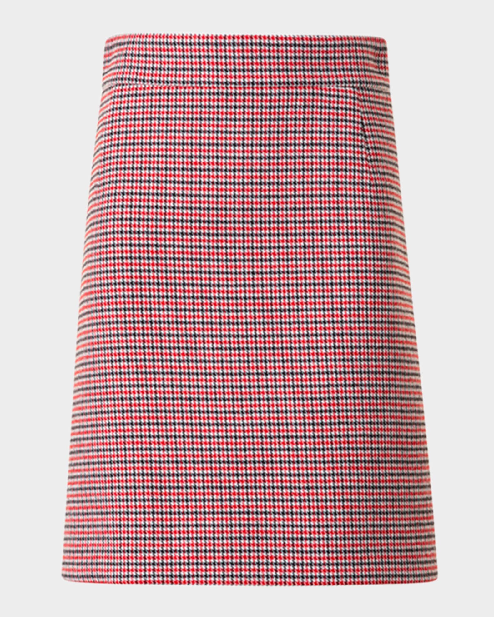 Houndstooth Wool Fresco A-Line Mini Skirt 0