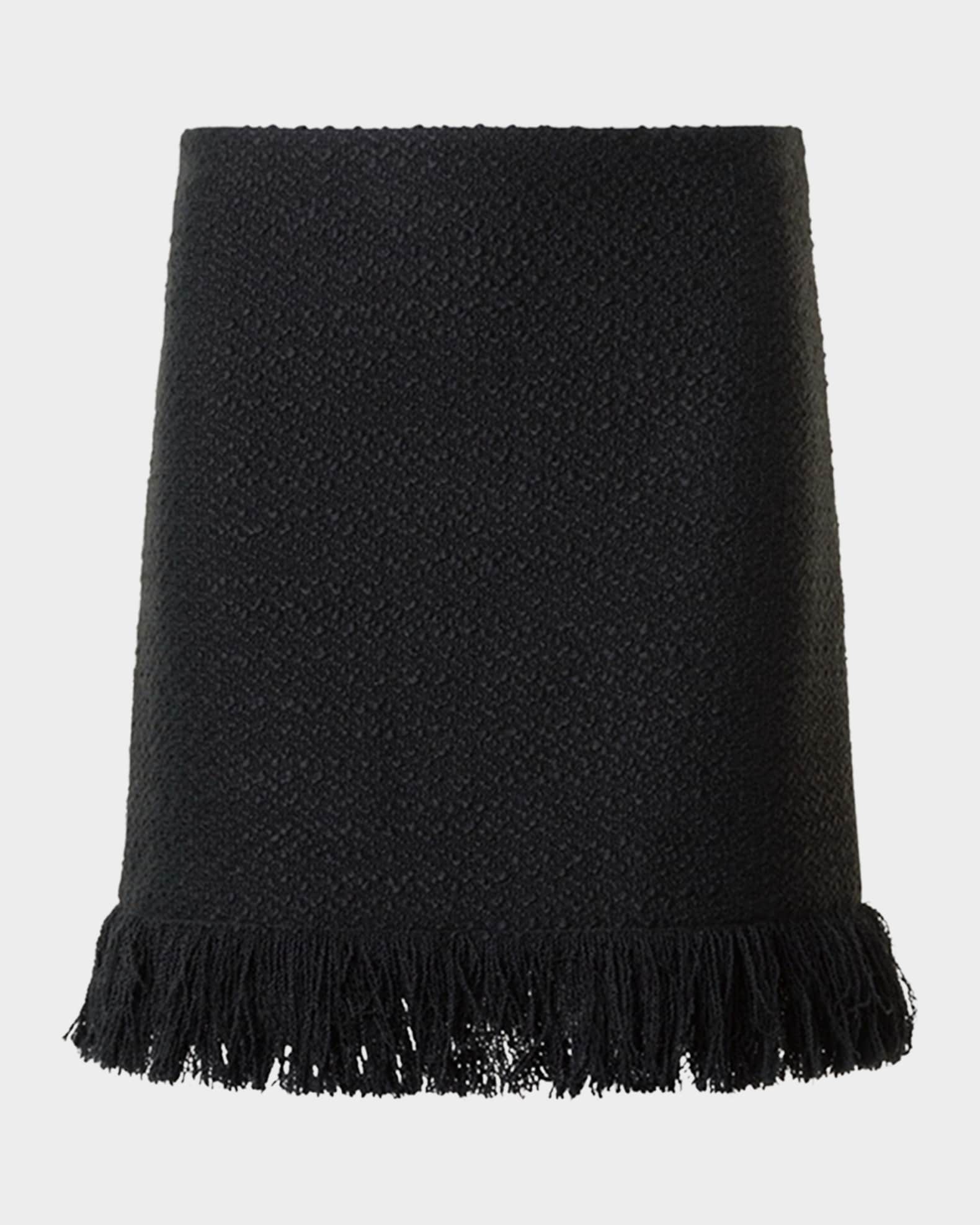 Boucle Tweed Fringed Mini Skirt 0