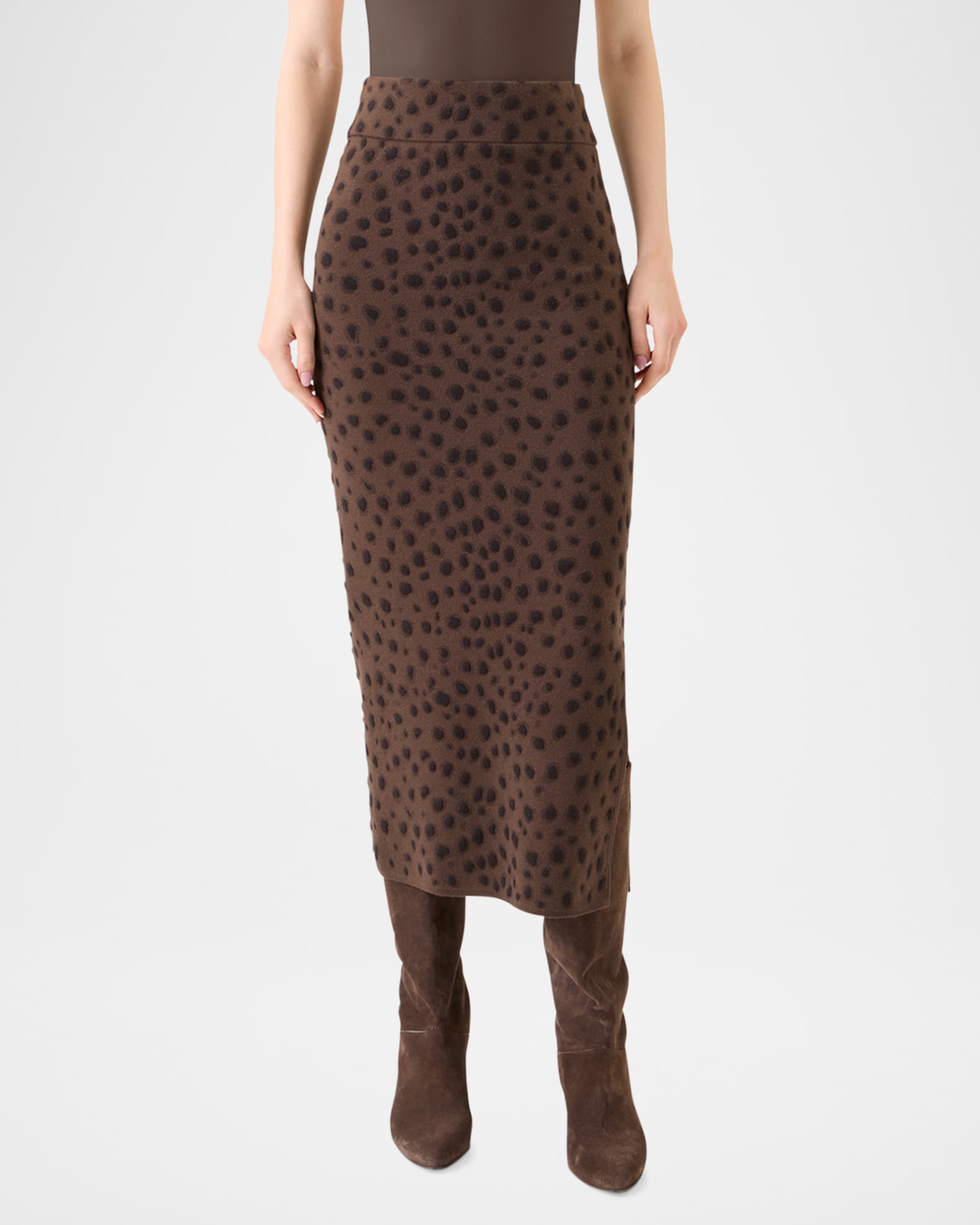 Leopard Jacquard Knit Midi Tube Skirt 1