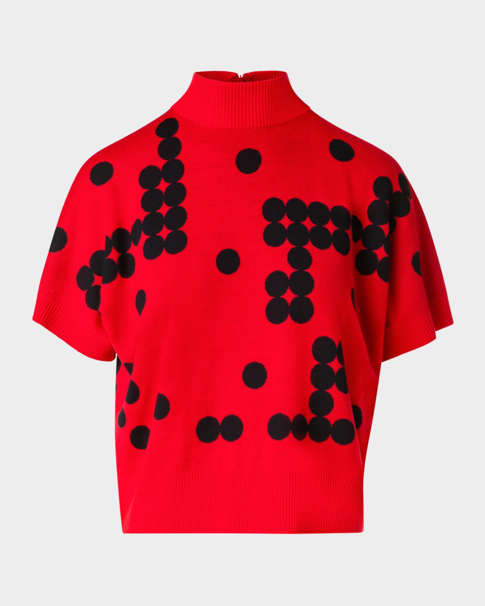Dot Grid Jacquard Merino Wool Knit Sweater 0