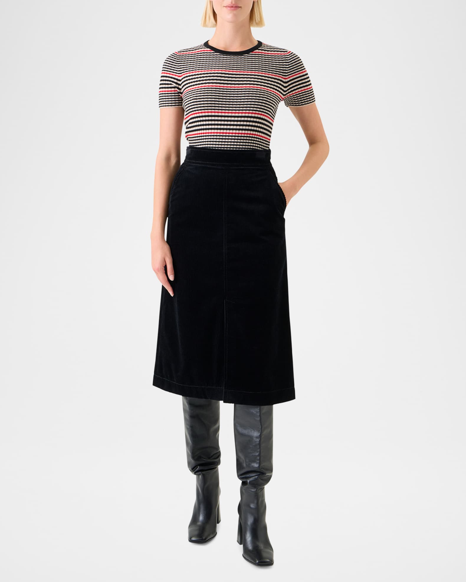 Ribbed Knit Merino Wool Pullover 1
