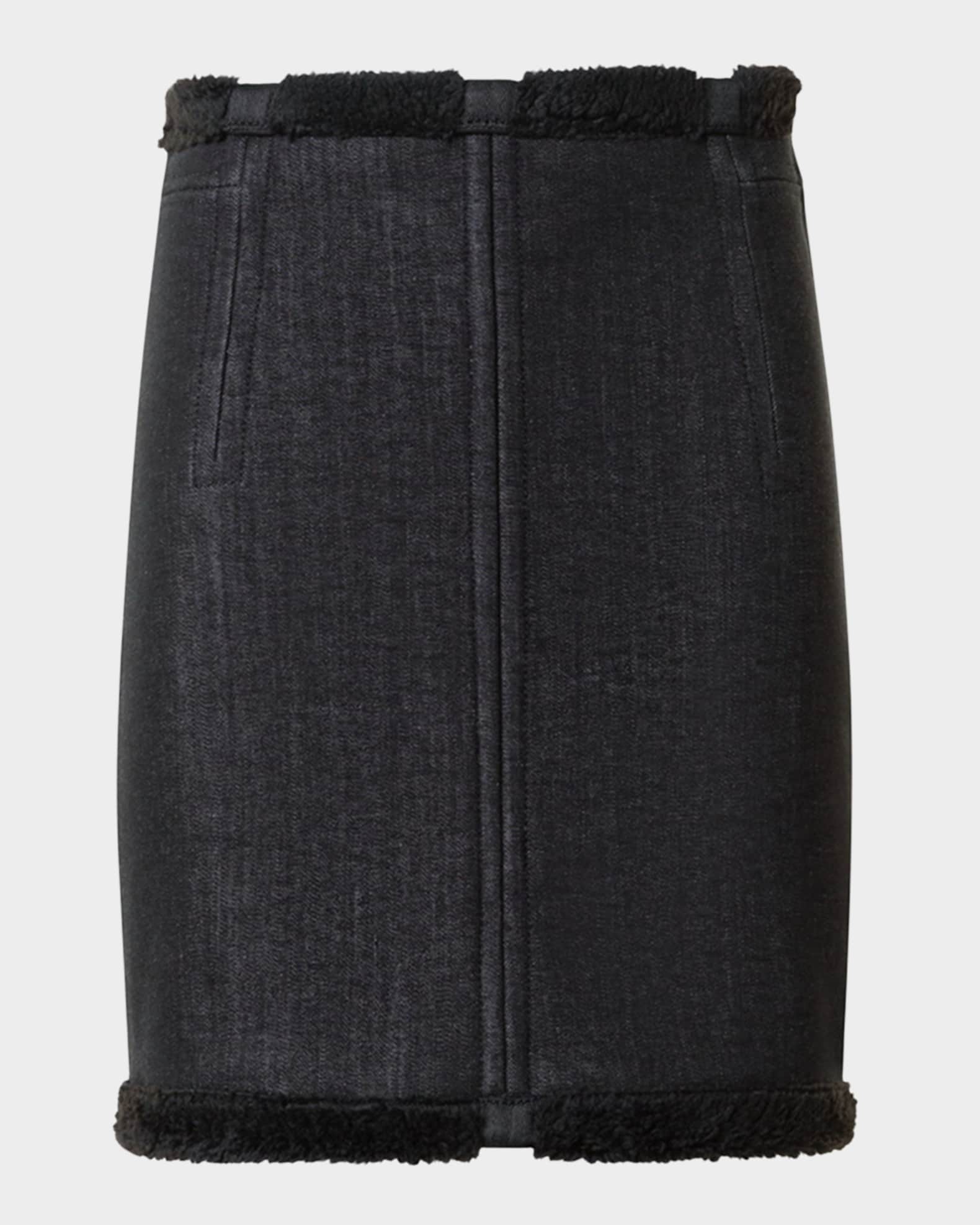Denim Mini Skirt with Faux Fur Bonding 0