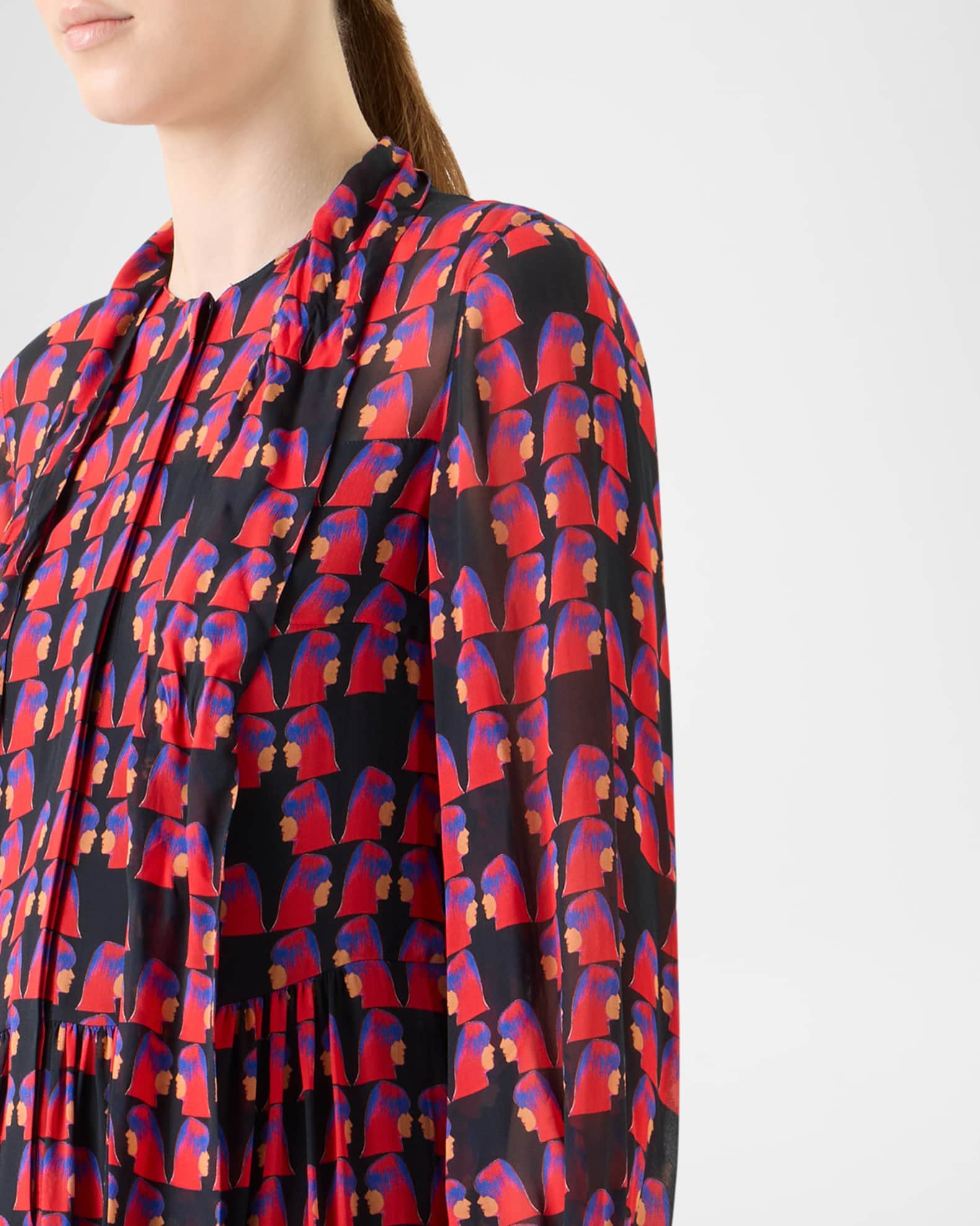 Akris punto Francoise Hardy Print Georgette Midi Dress | Neiman Marcus