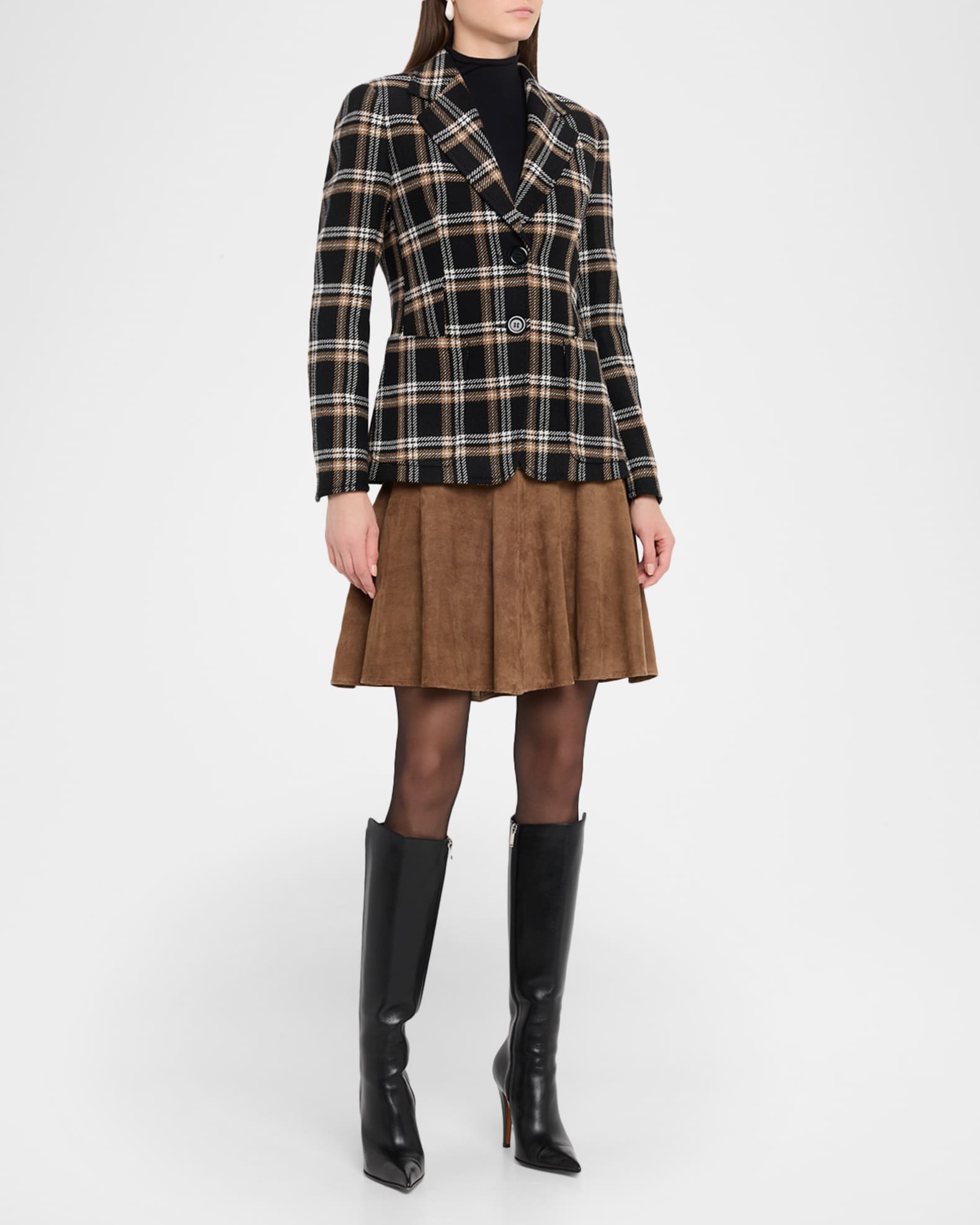 Wool Check Single-Breasted Jacket 1