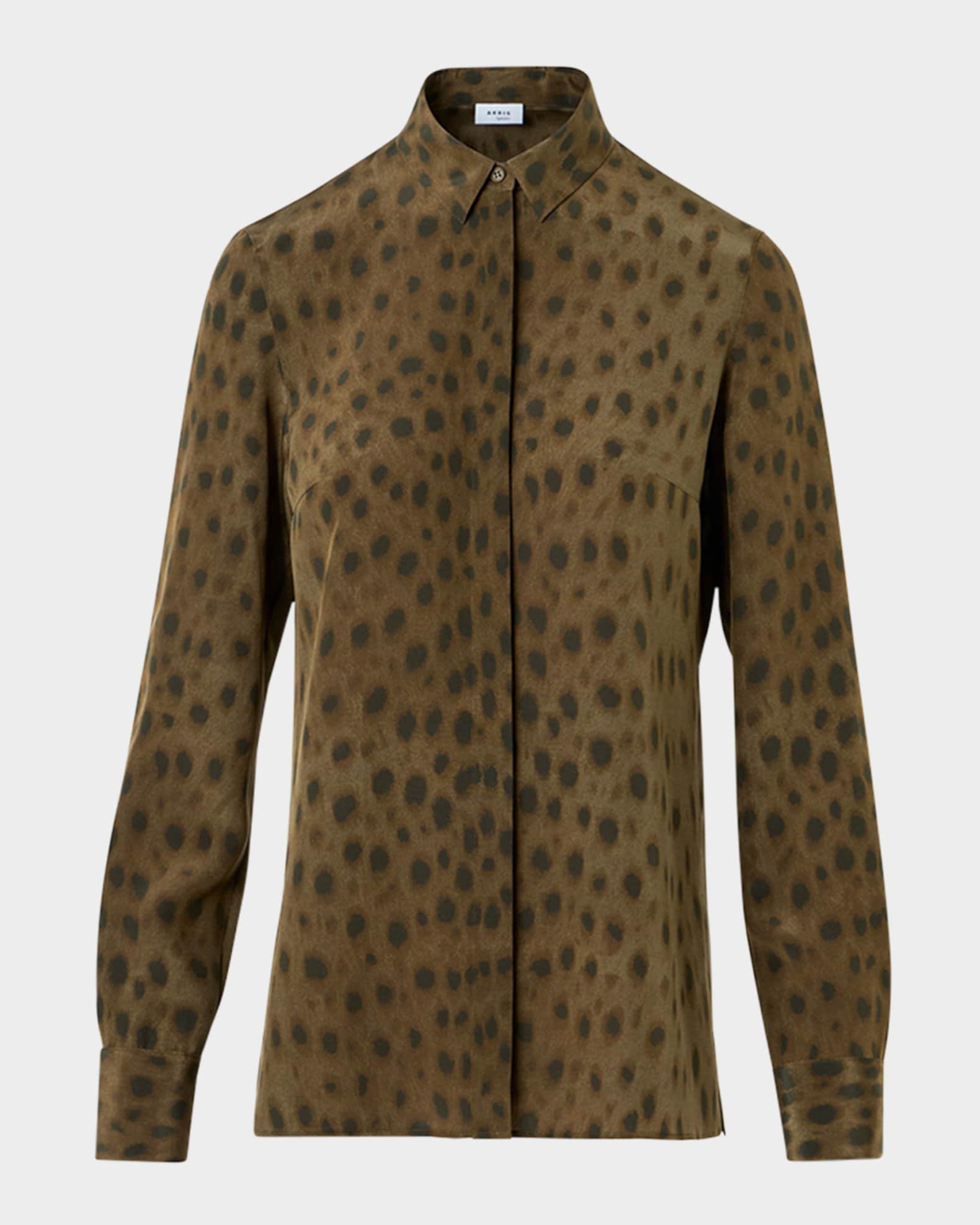 Leopard-Print Silk Crepe De Chine Blouse 0
