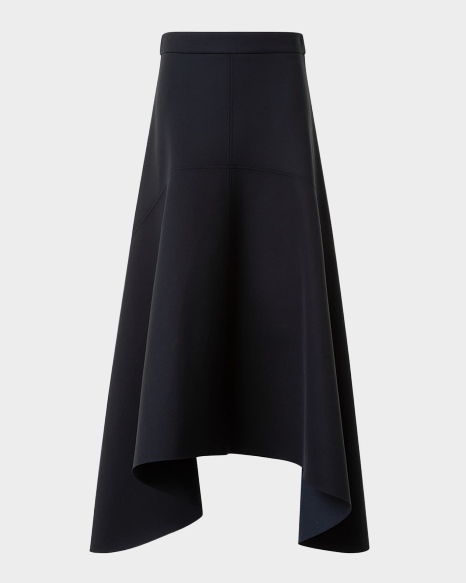 Asymmetrical Neoprene Midi Skirt  0