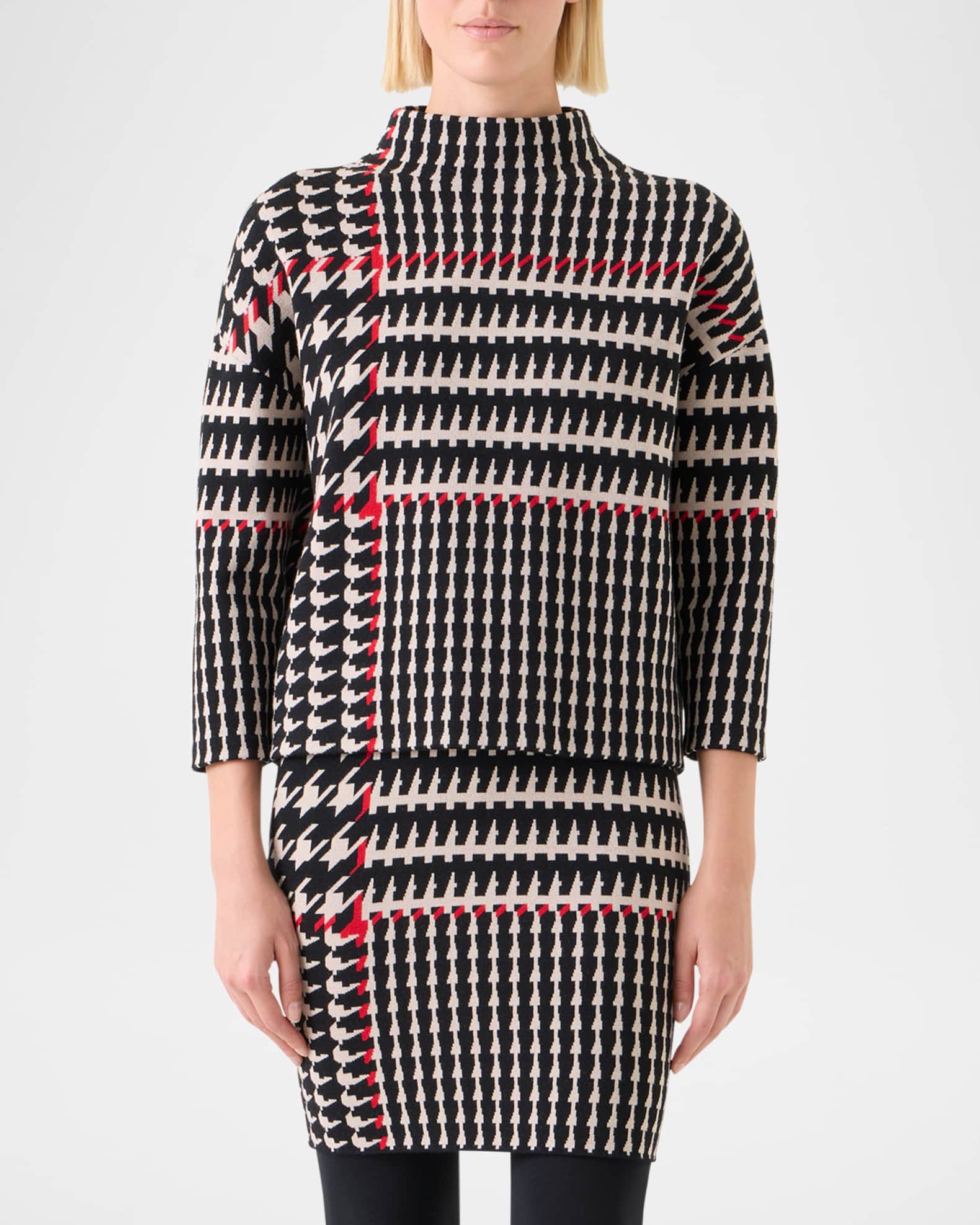 【新作公式48万円】AKRISアクリス ブラッシュドカシミヤ・ニットアンサンブル Akris punto Wool-Blend Knit Jacquard Sweater | Neiman Marcus