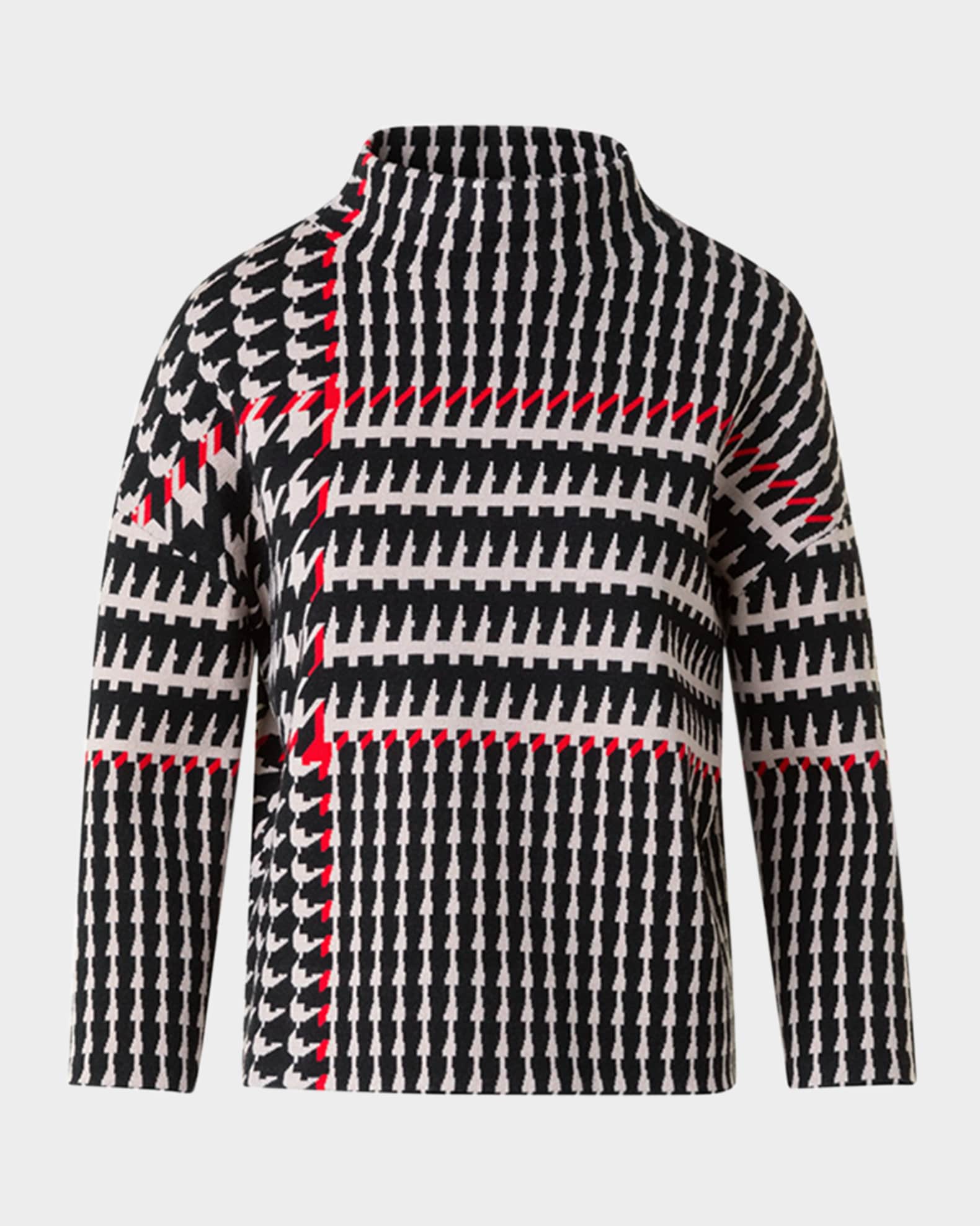 Wool-Blend Knit Jacquard Sweater 0