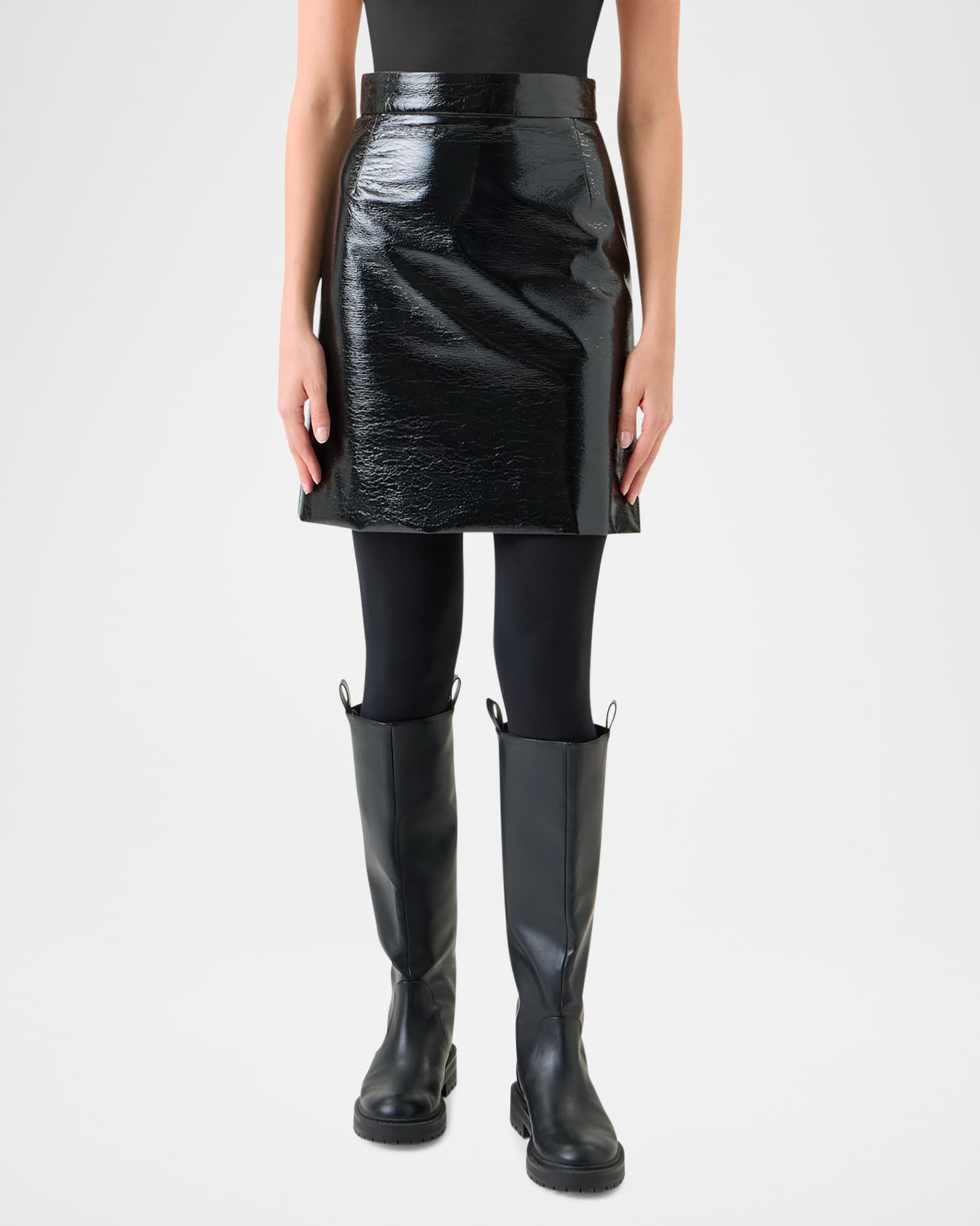 Crinkled Lacquered Mini Skirt 1