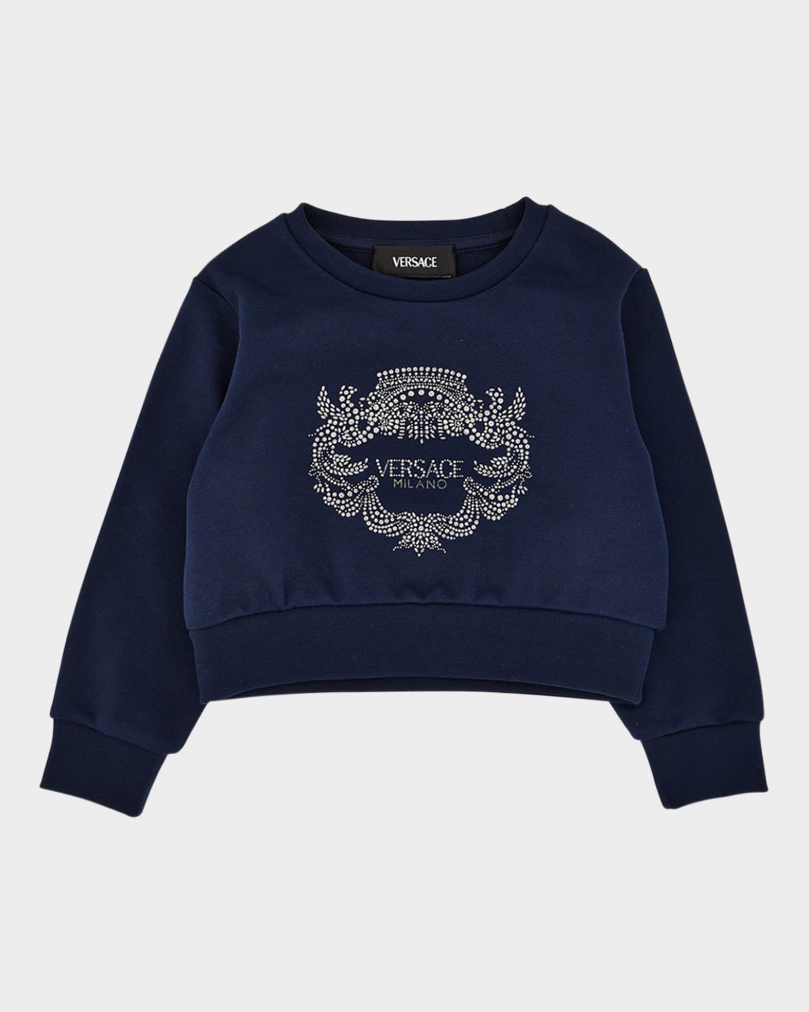 Girl's Sweatshirt W/ Embellished Logo Crest, Size 2-5 0