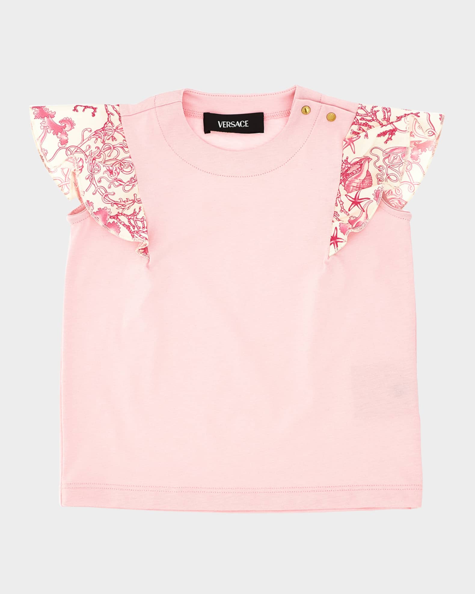 Girl's T-Shirt W/ Underwater Barocco-Trim, Size 2-5 0