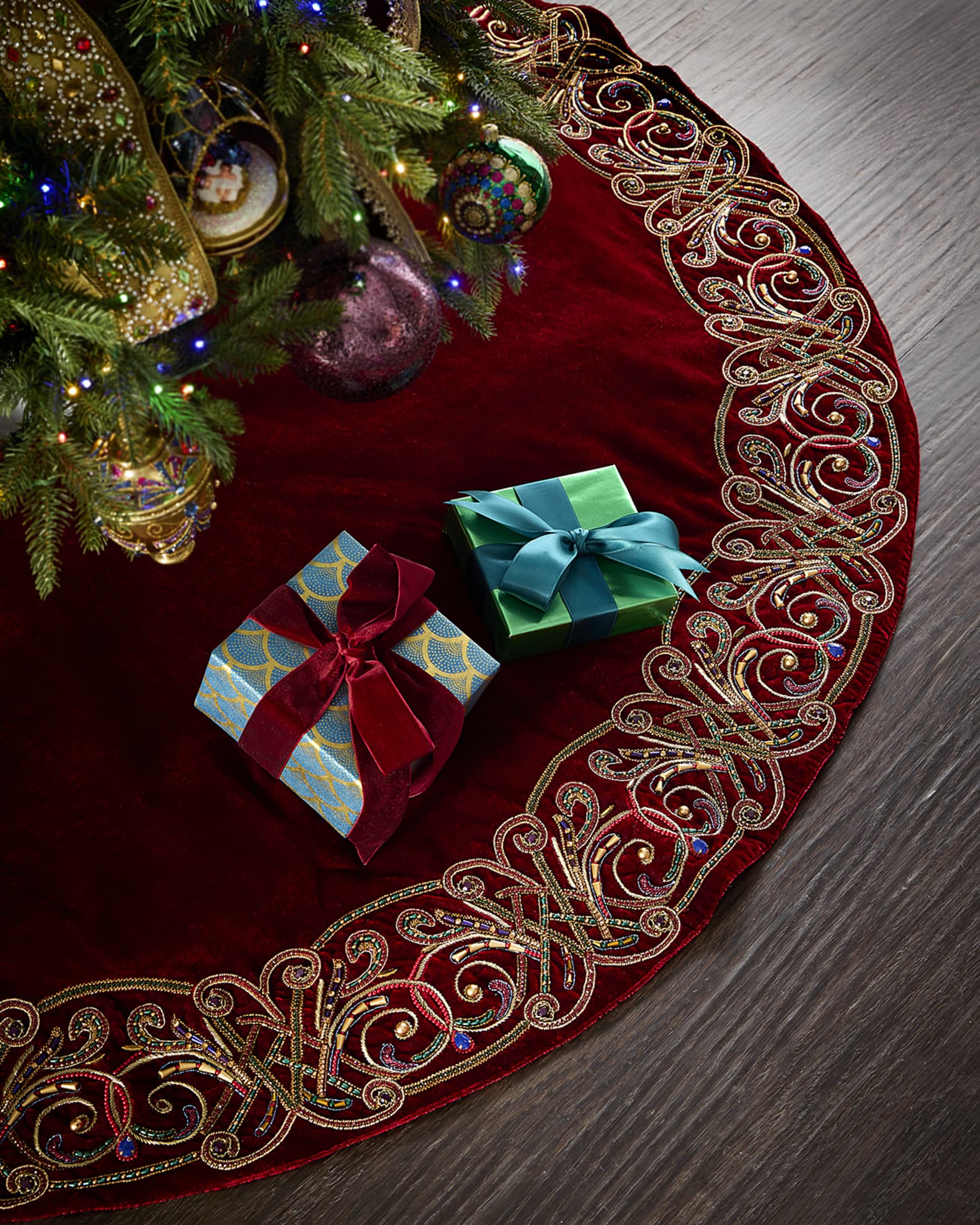 54" Spiritual Scroll Christmas Tree Skirt 0
