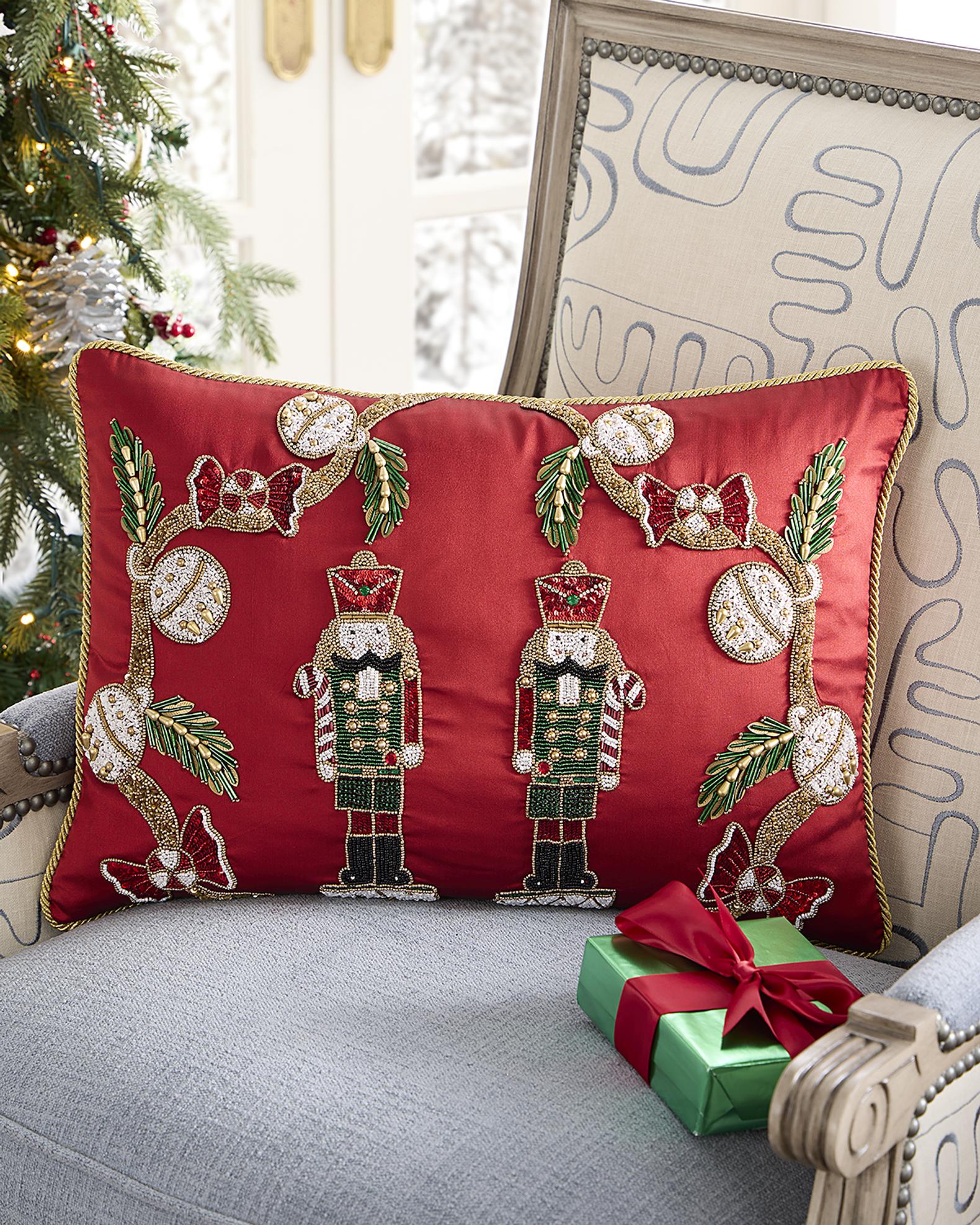 Kim Seybert Jingle Bells Beaded Decorative Pillow, 14