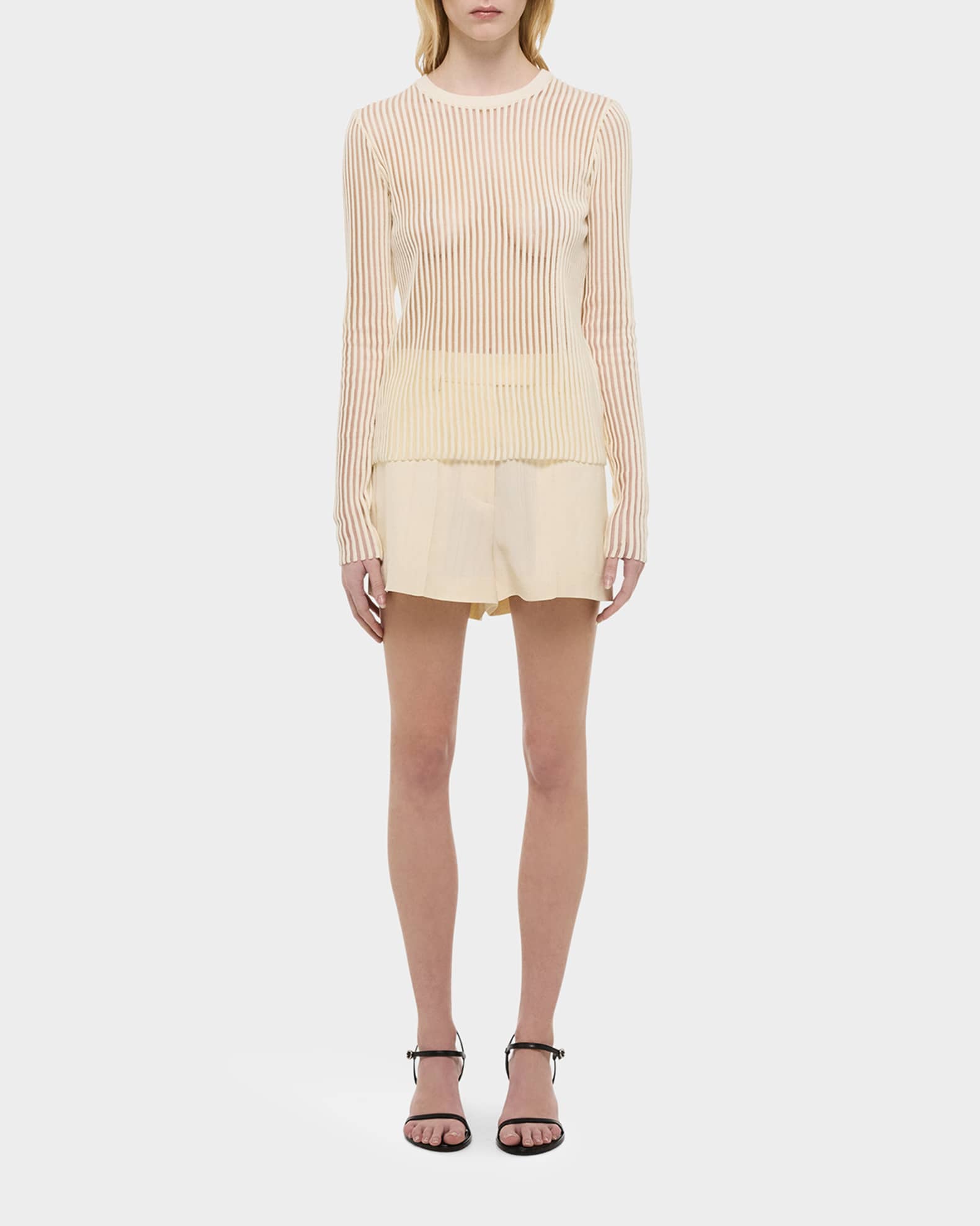 Sheer Stripe Crewneck Top  1