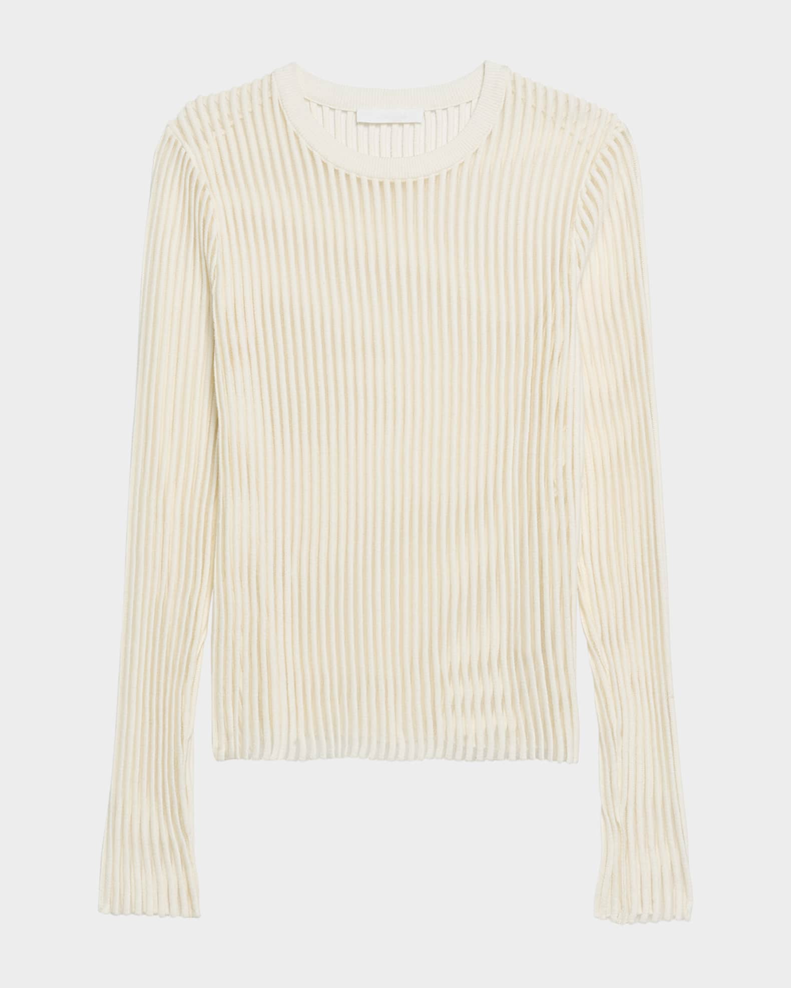 Sheer Stripe Crewneck Top  0