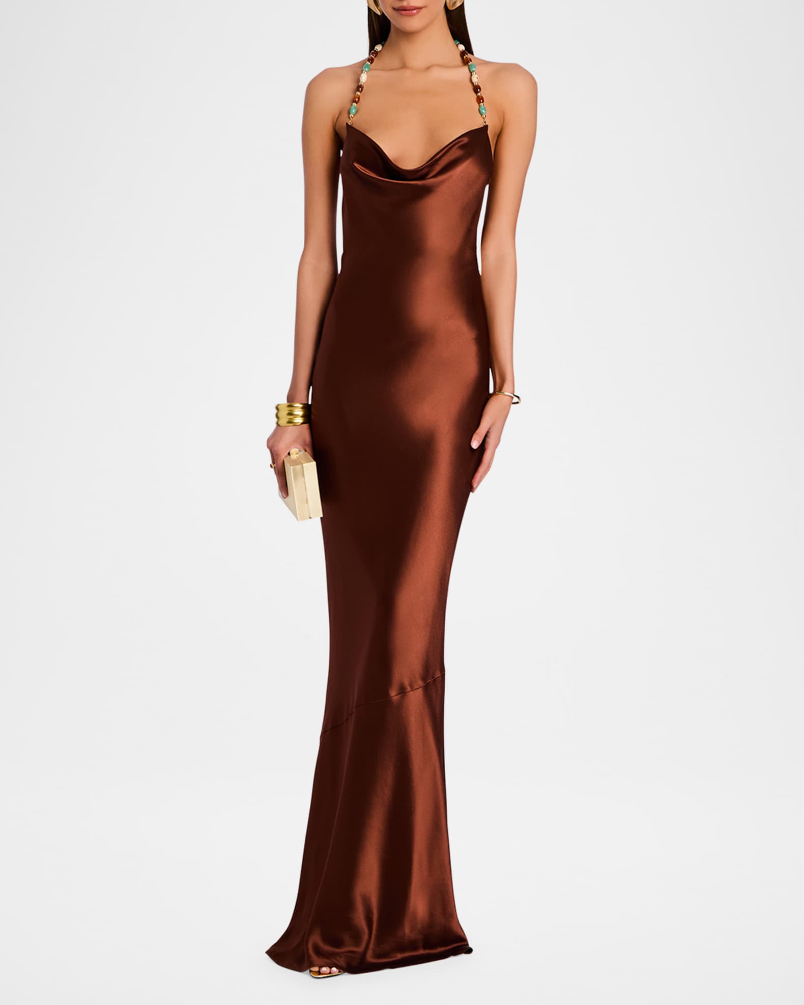 Finley Beaded Satin Slip Gown 1