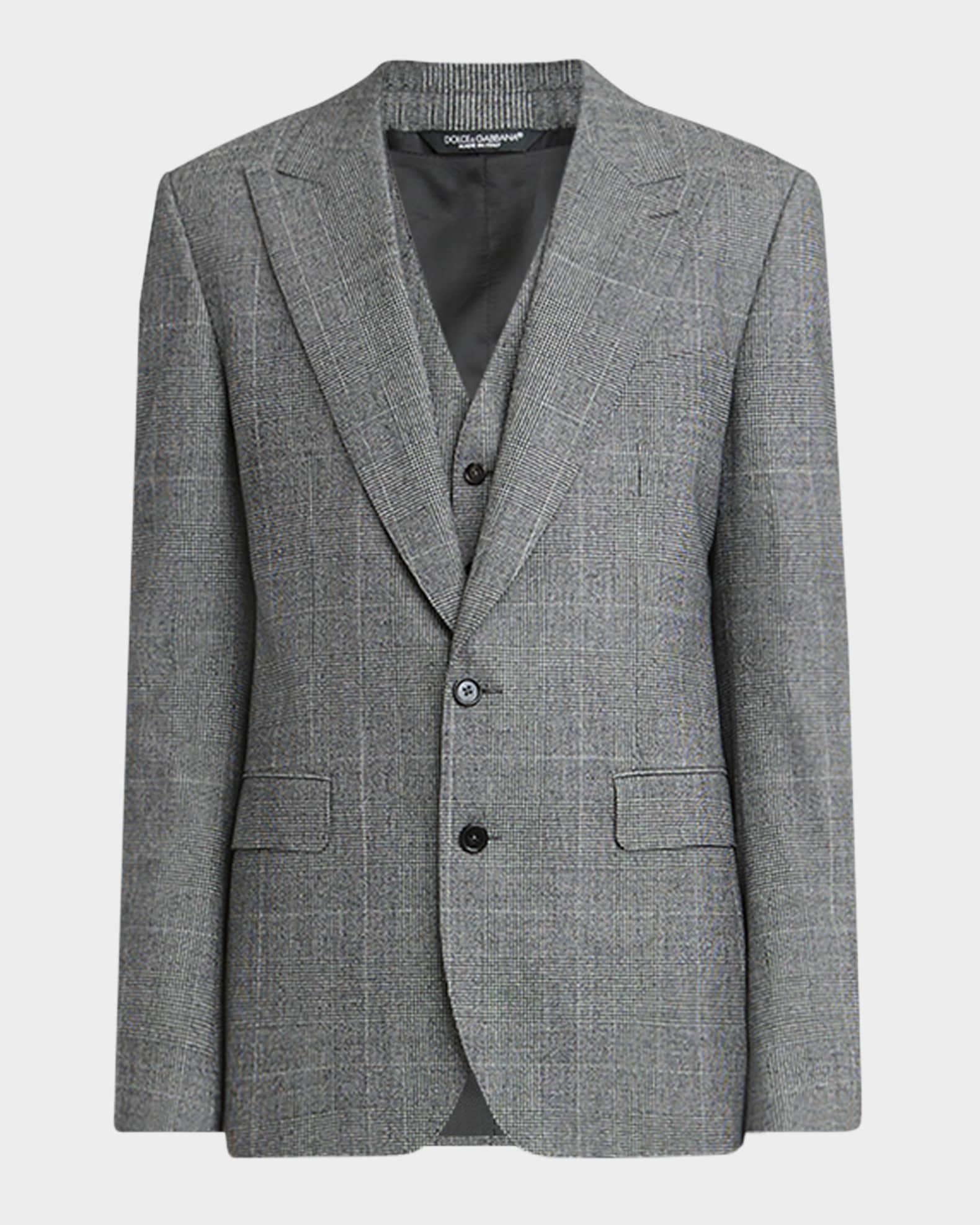 Dolce&Gabbana Men's Wool Glen Plaid Three-Piece Suit | Neiman Marcus