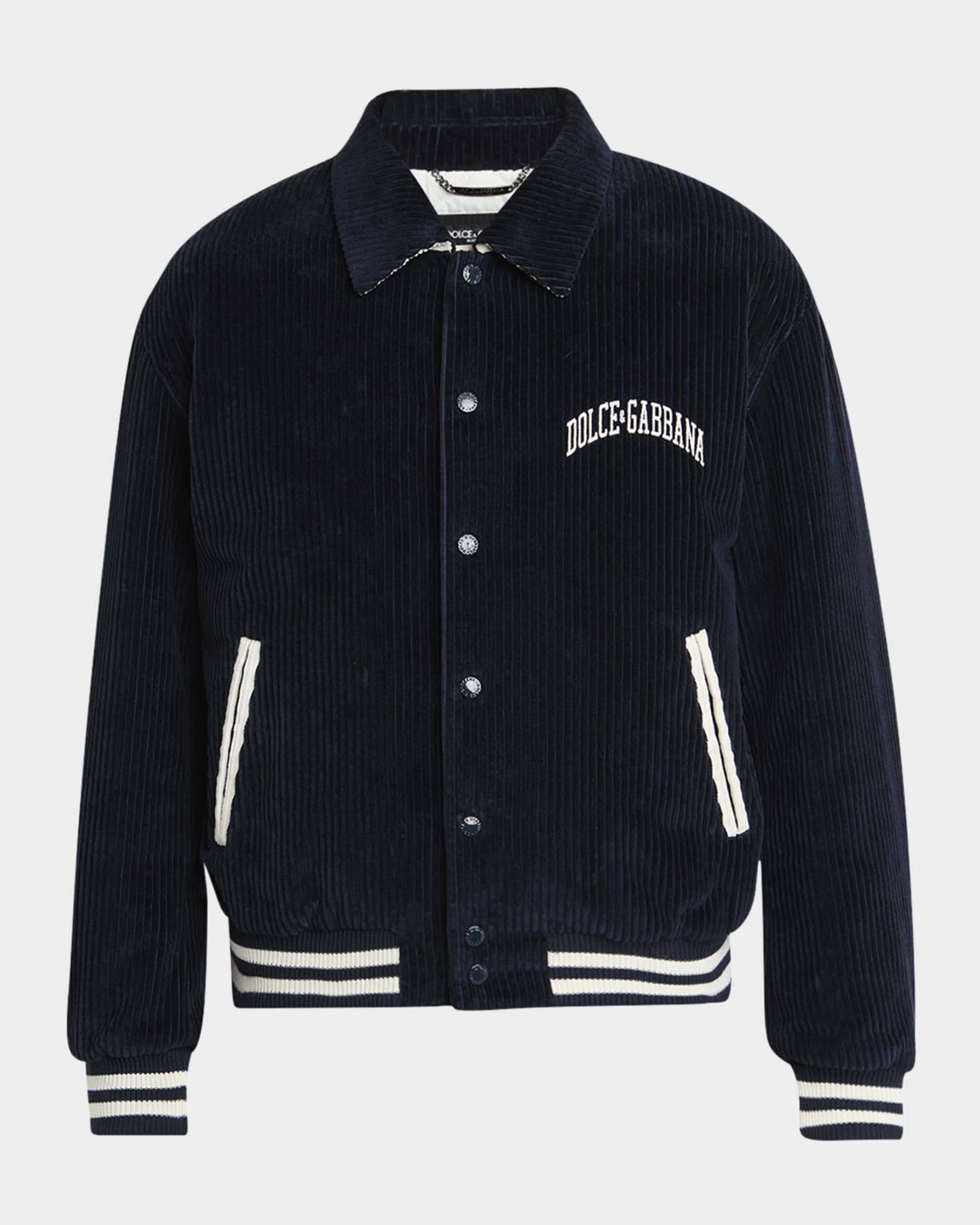 Dolce&Gabbana Men's Corduroy Varsity Logo Jacket | Neiman Marcus