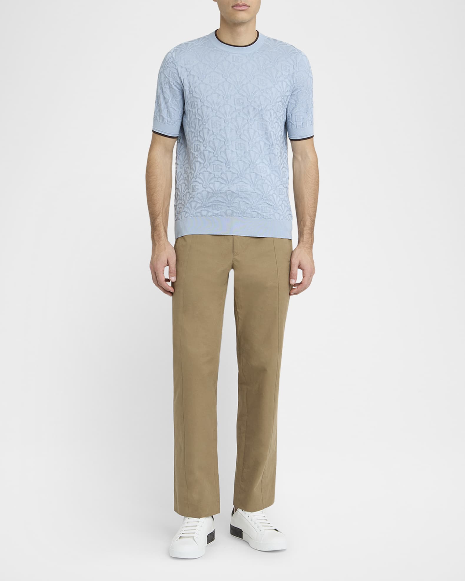 Men's DG Jacquard Silk Knit Crewneck T-Shirt 1