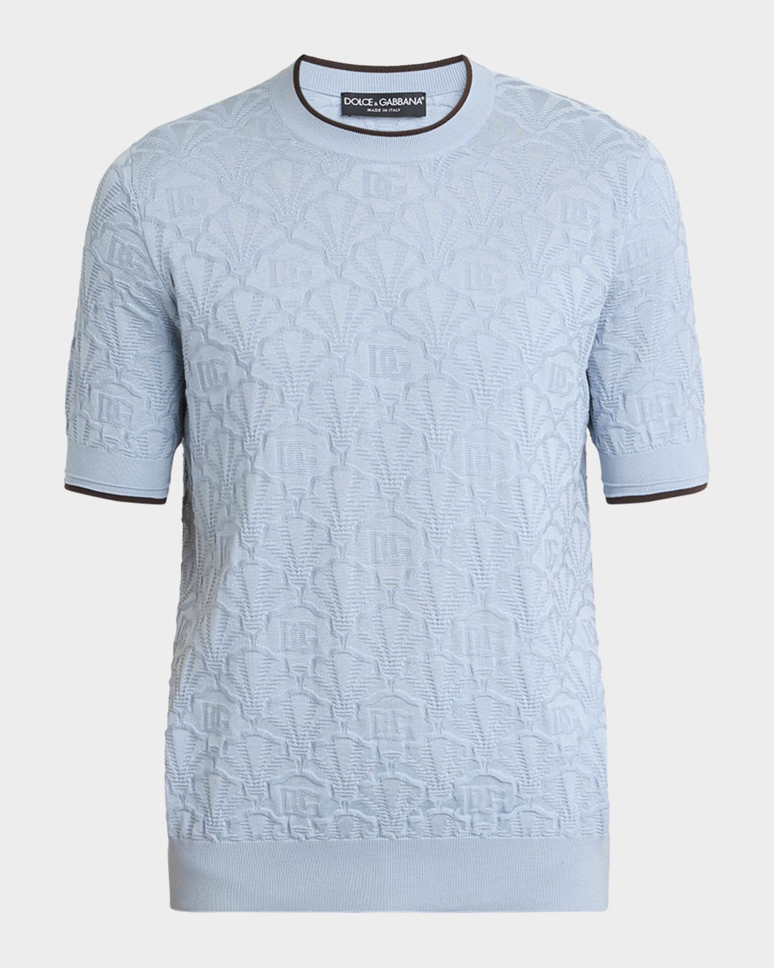 Men's DG Jacquard Silk Knit Crewneck T-Shirt 0