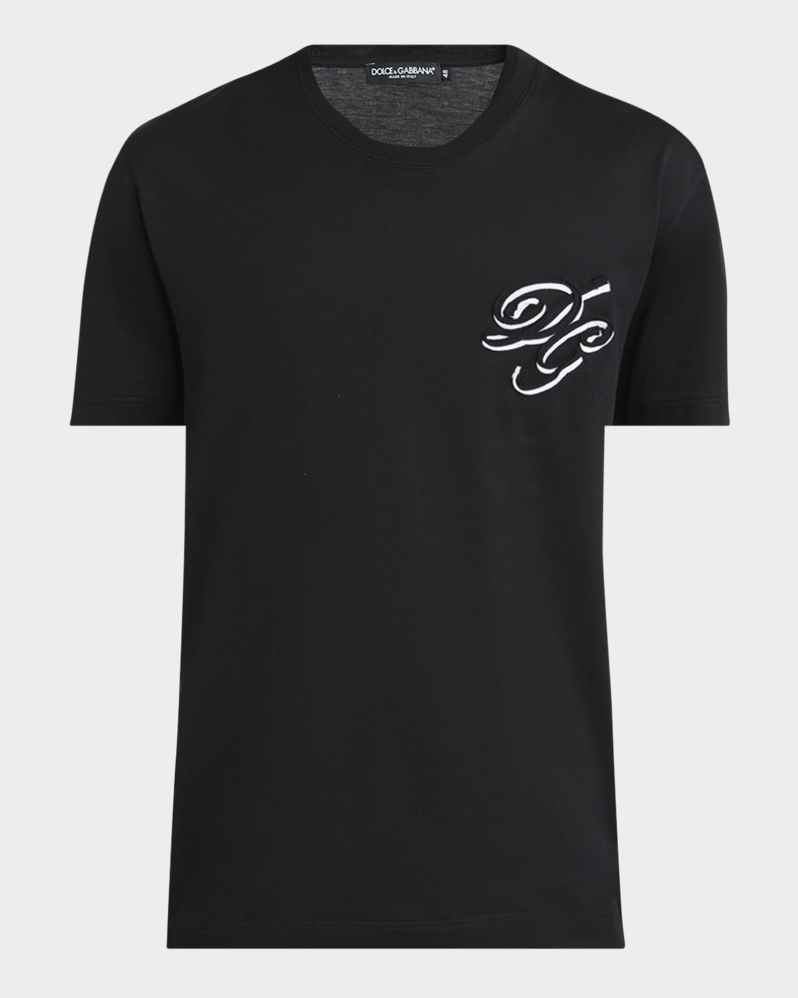 D&G DOLCE&GABBANA メンズM 半袖Tシャツ Black ロゴT Cotton T-shirt with Crystal DG logo in Black for Women