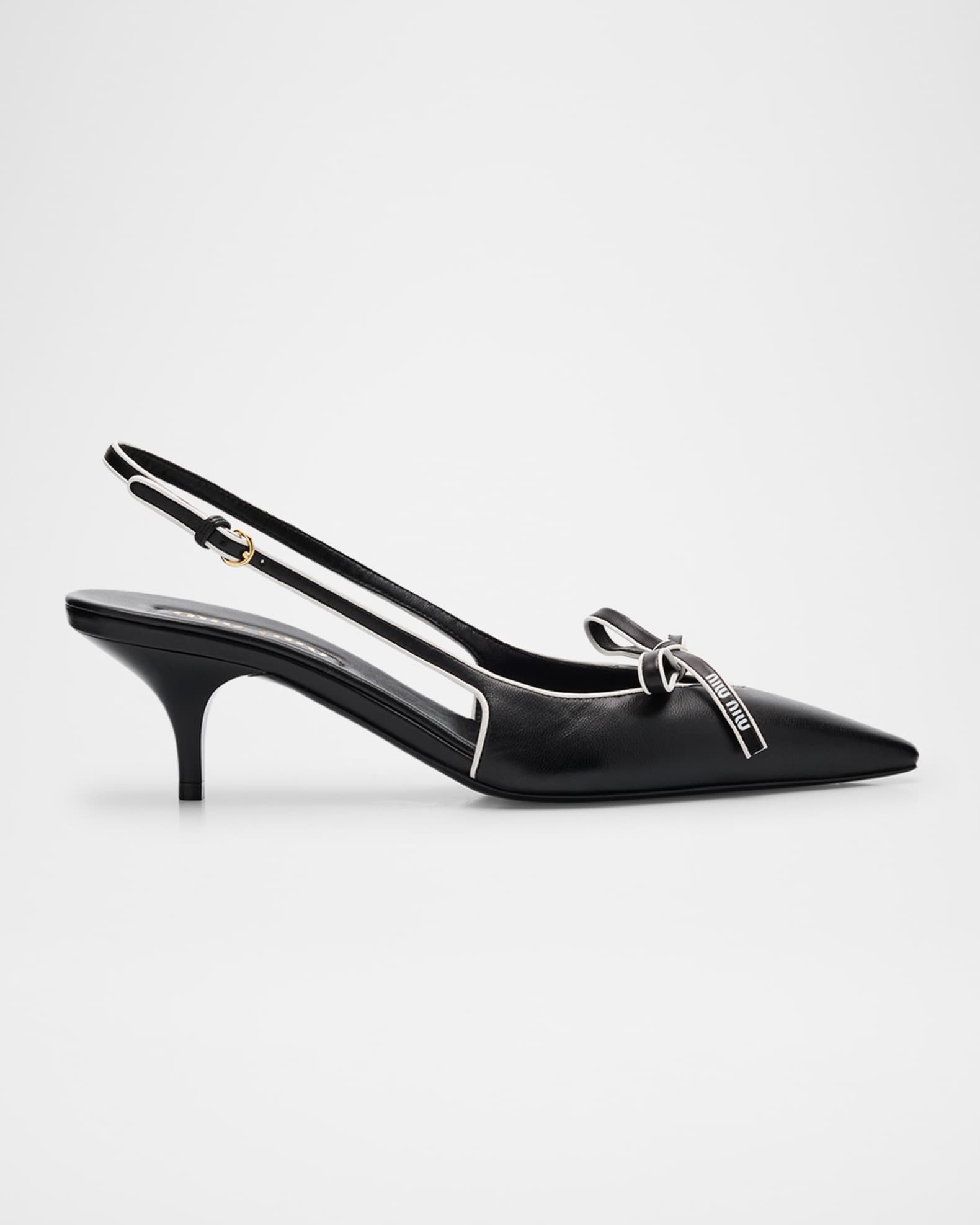 Nappa Leather Bow Slingback Pumps 0