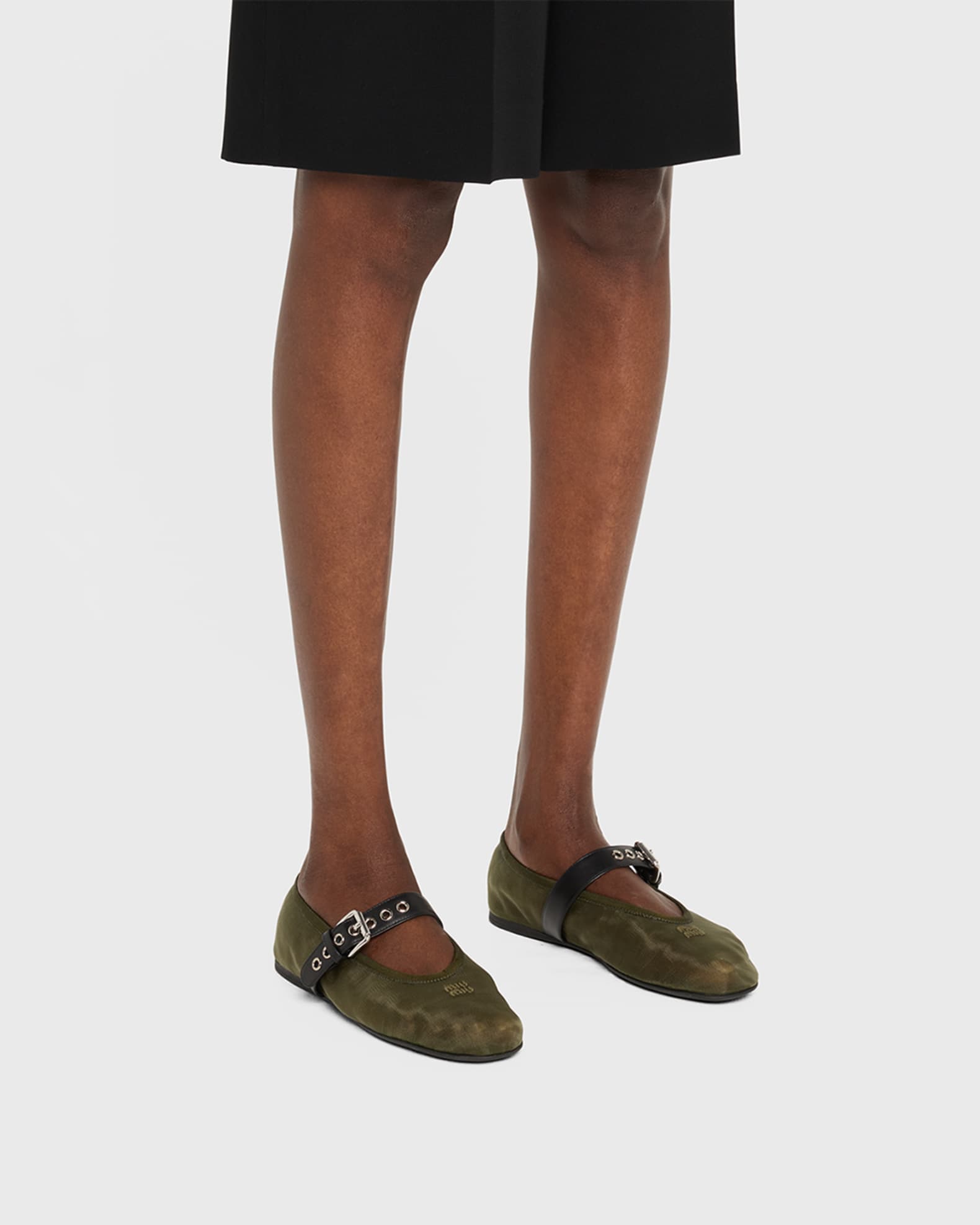 Mesh Buckle Mary-Jane Ballerina Flats 1