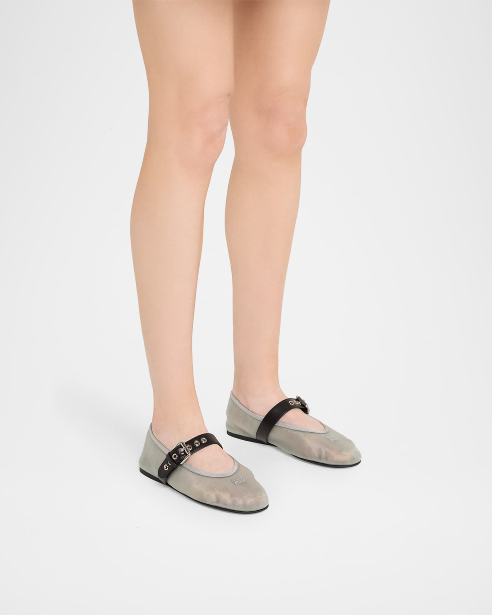 Mesh Buckle Mary-Jane Ballerina Flats 1