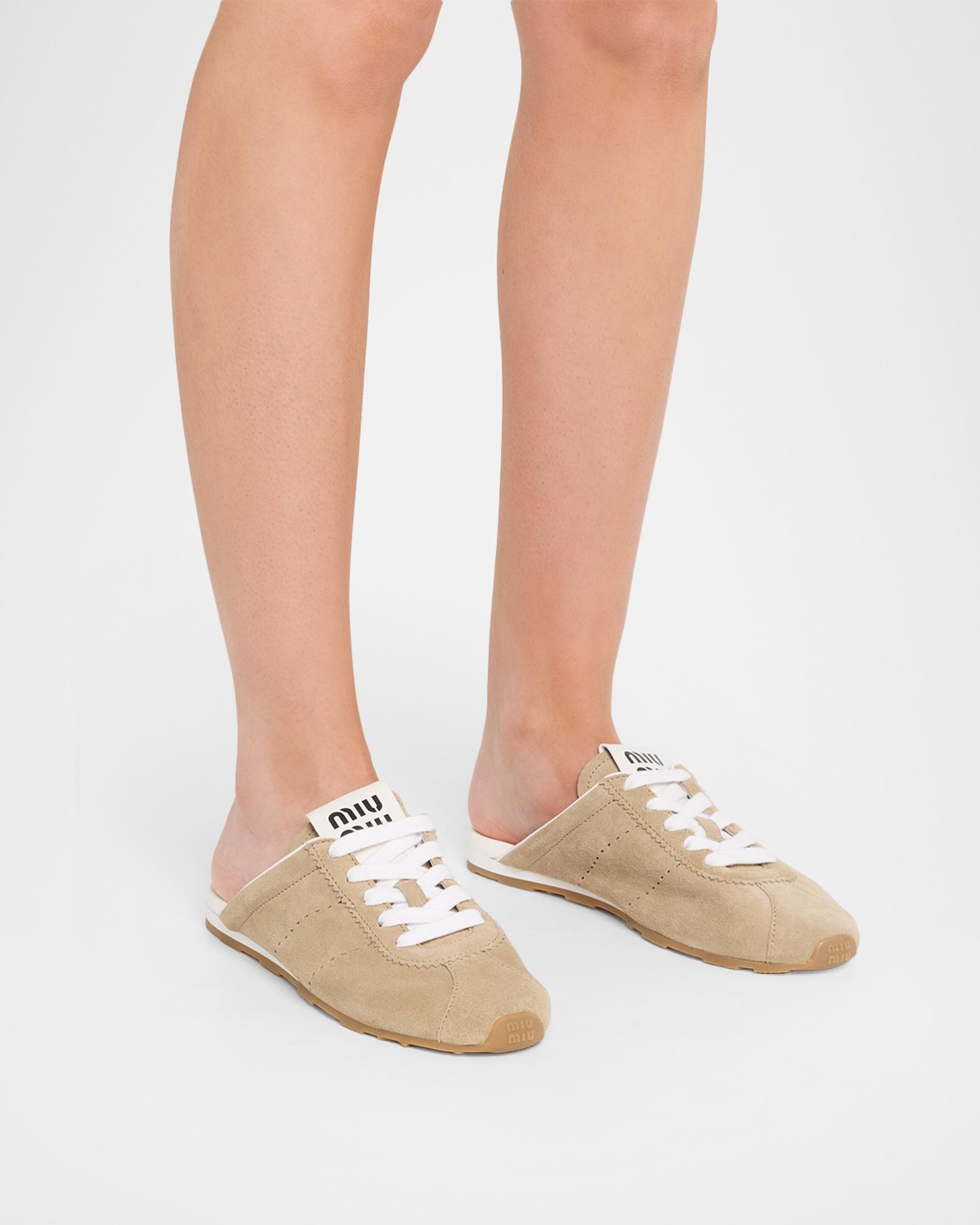 Miu Miu Suede Sneaker Mules | Neiman Marcus